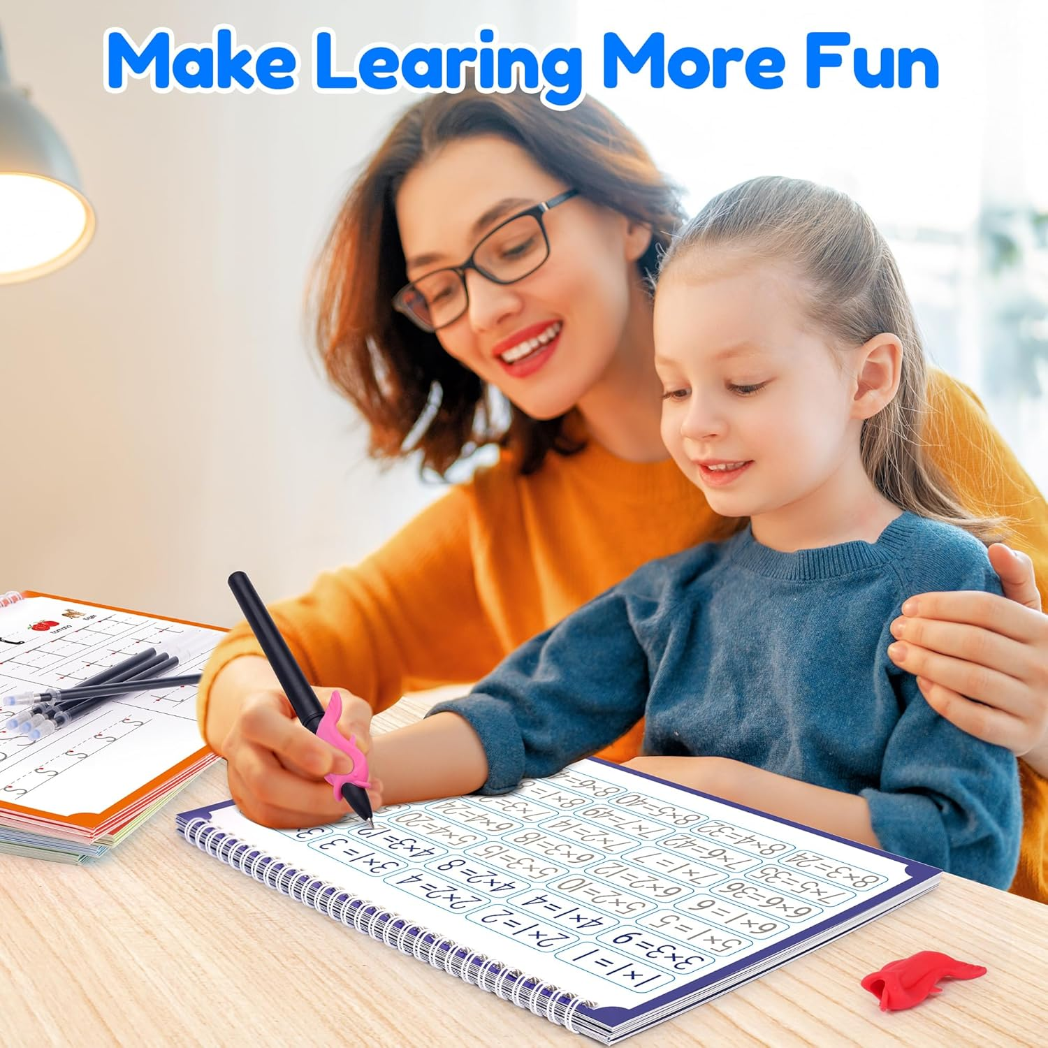 Large Magic Grooved Writing Practice Books for Kids, Reusable Grooved Handwriting Workbooks, Number Letter Tracing Books for Kids Age 3-8 Kindergarten Preschool Calligraphy image number 6