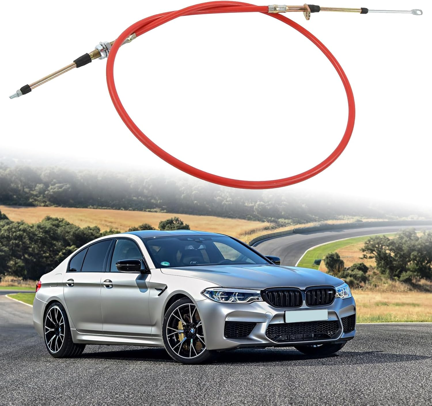 5Ft Long Automatic Transmission Shifter Cable Eyelet End, Replacement for B&M Automotive Heavy Duty Performance Shifter Cable, Shifter Cable Af72-1001 BM-80605 0.25" Outer Diameter Red image number 1