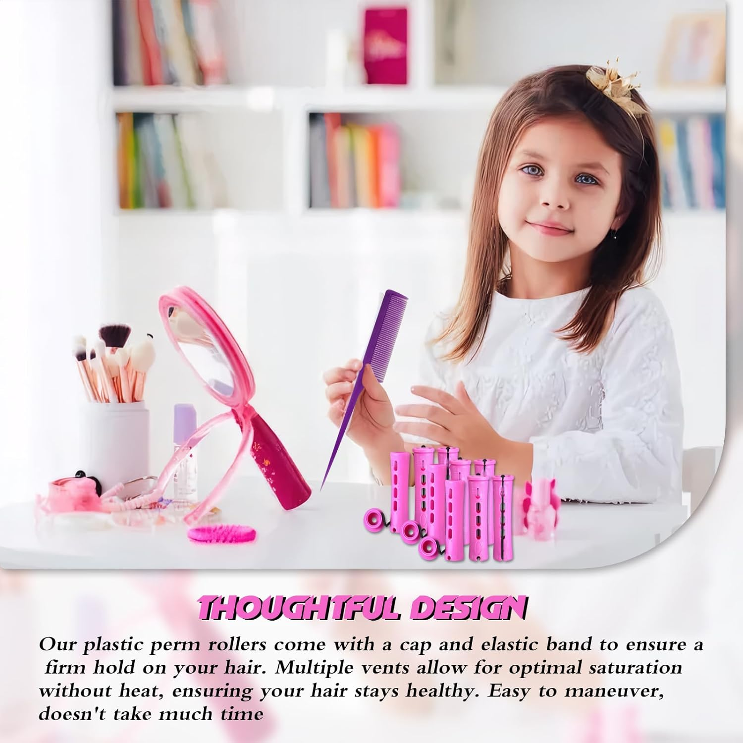 Complete Perm Set - Light Curls without Heat, Smaller Curls with Curling Iron, Curler for Perms, Small Curlers, Overnight Curlers, Papilots, Lace Paper (30 Pieces) image number 2