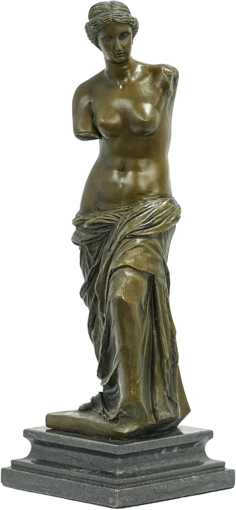 Youfine Classic Bronze Venus De Milo Sculpture,Greek Goddess Aphrodite Figurines Bronze Statue and Sculpture for Home Office Decor and Precious Gift (13"&6.9 Lb) image number 2