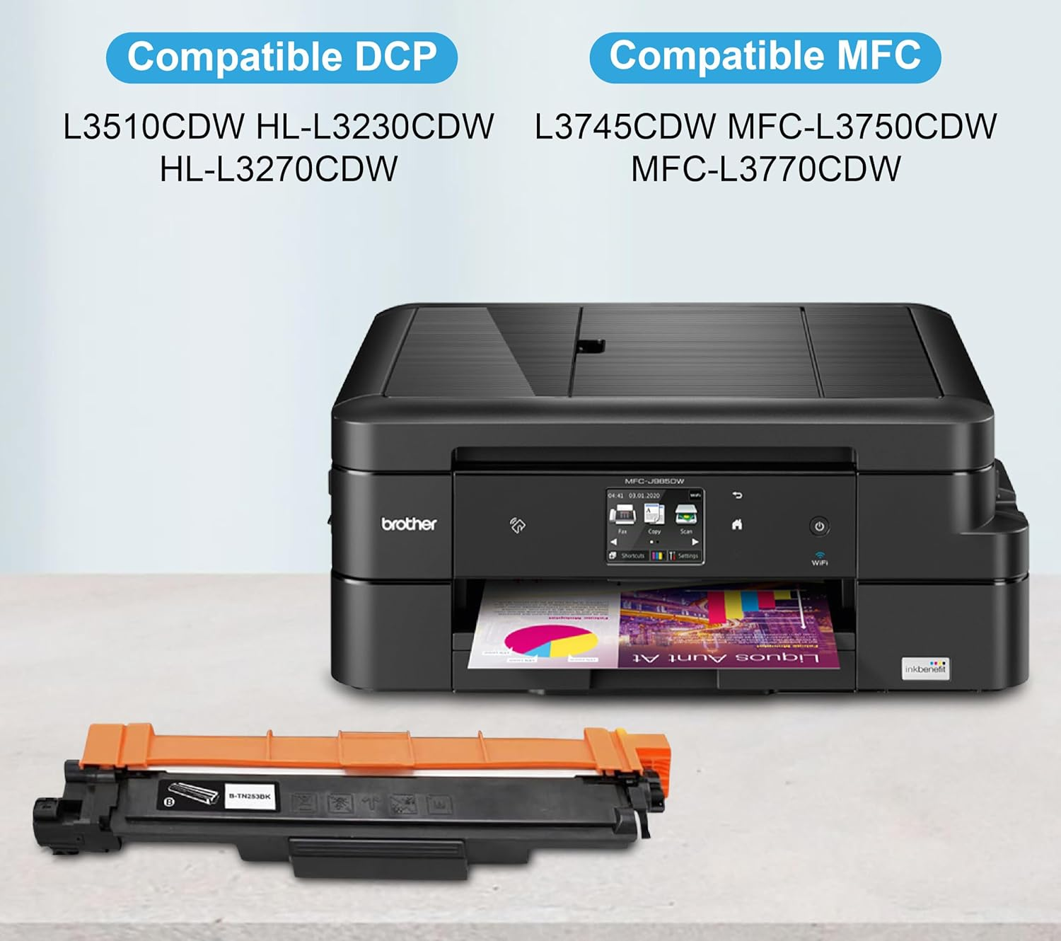 4 Pack Compatible Toner Cartridge Replacement for Brother TN253 TN-253 TN257 TN-257 Combo [1BK,1C,1M,1Y] for DCP-L3510CDW HL-L3230CDW HL-L3270CDW MFC-L3745CDW MFC-L3750CDW MFC-L3770CDW image number 3