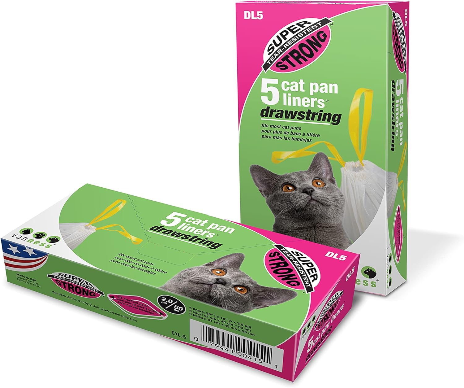 Van Ness Large Super Strong, 3 Ply Drawstring Cat Litter Box Liners, 5 Count, DL5