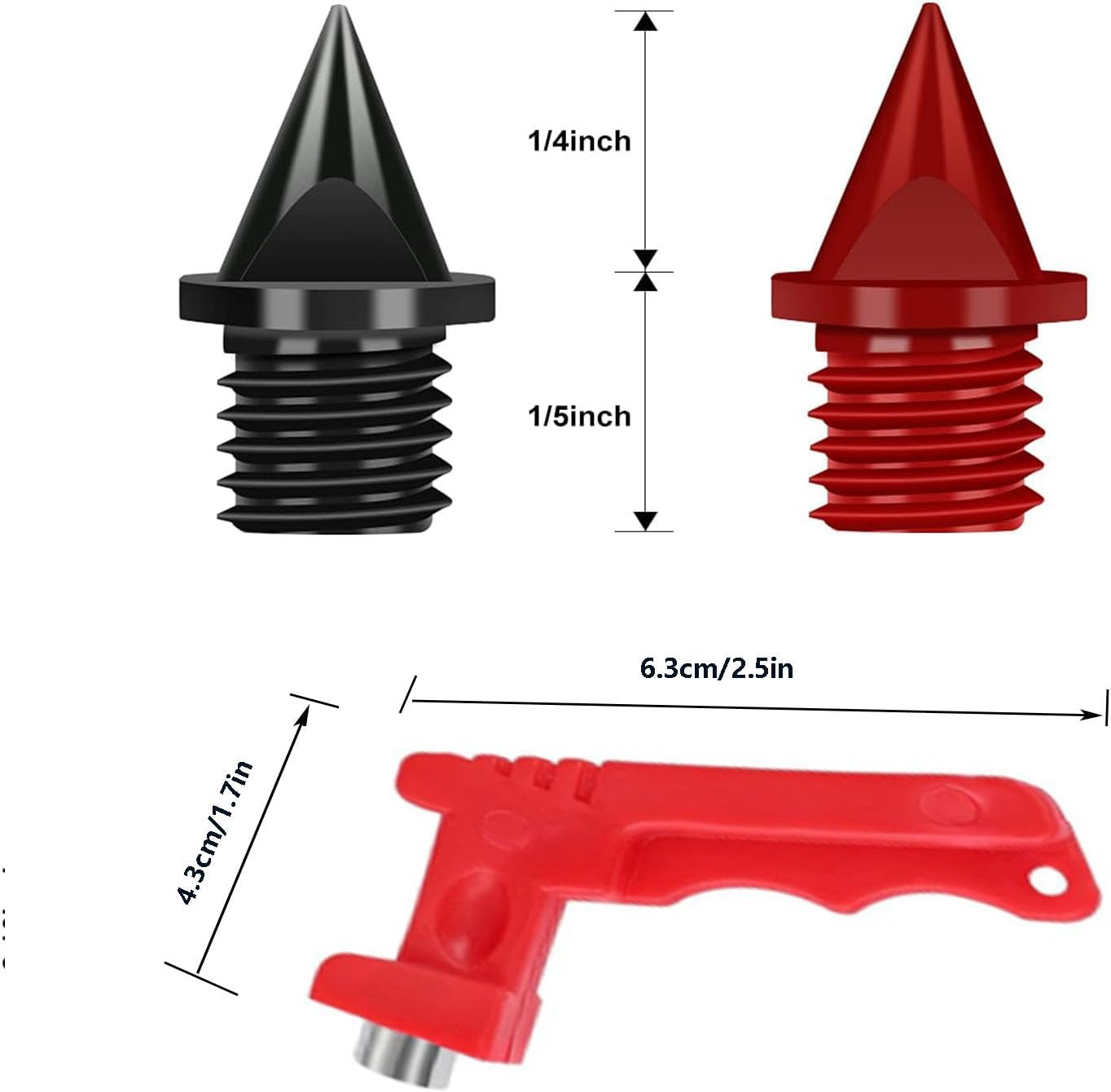 Taicols 48Pcs Track Spikes Replacement 1/4 Inch with Spike Wrench Kit, Sturdy Steel Cross Country Spikes Pyramid Spikes for Track Shoes Sports Sprint Shoes Long Jumping Running Jogging Hiking Cross image number 6