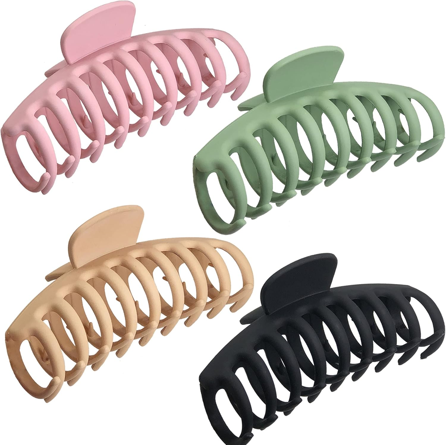 OWIIZI Large Hair Claw Clips for Women 4.3" Matte Leopard Jumbo Hair Clips Non-Slip Ponytail Barrette Strong Hold Claw Clips for Girls Long Thick Hair (4Packs)