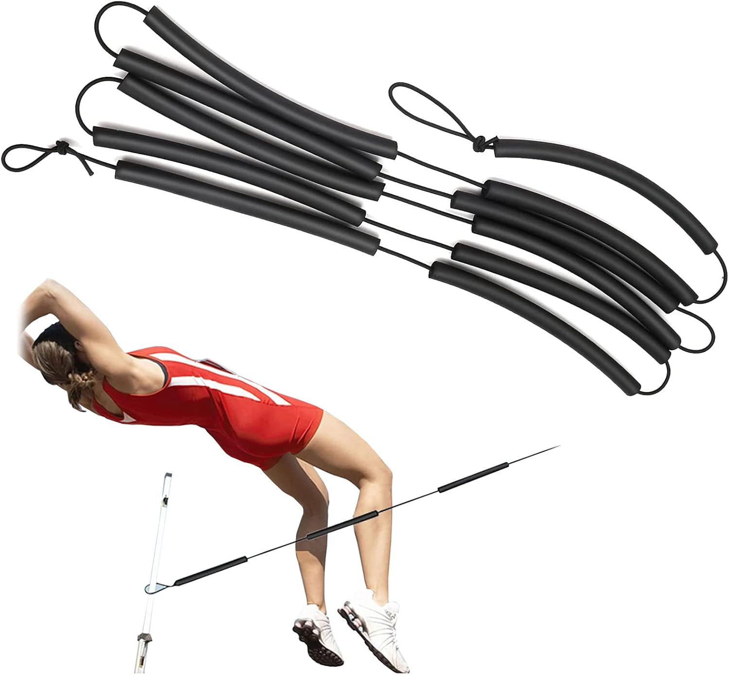 High Jump Elastic Crossbar, 8.2Ft High Jump Training Equipment Long High Jump Elastic Bungee Cord High Jump Field Training Accessories Elastic Crossbar Foam for Beginners Teens Men Women