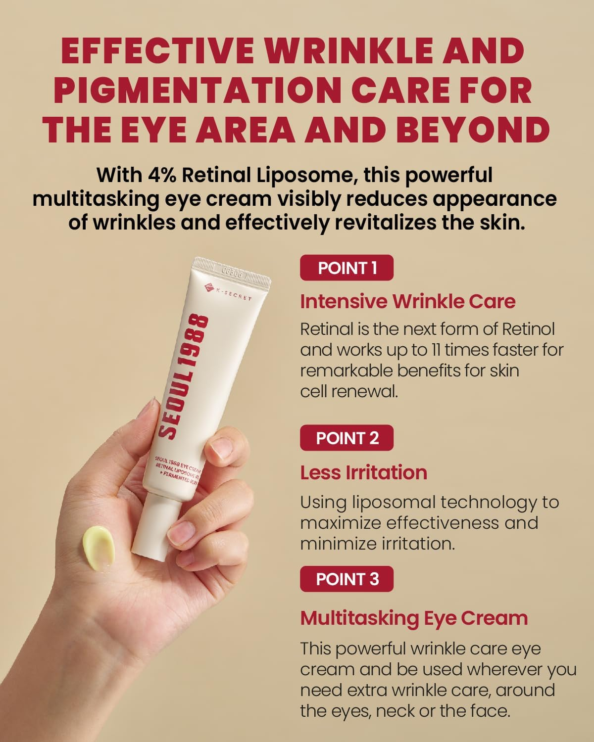KSECRET SEOUL 1988 Eye Cream : Retinal Liposome 4% + Fermented Bean, 30Ml/1.01 Fl.Oz. image number 1