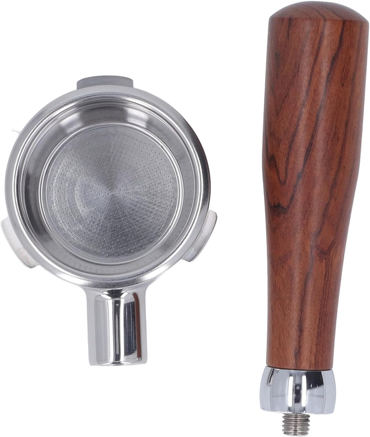 Coffee Bottomless Portafilter, Removable 58Mm Bottomless Portafilter, Anti-Oxidation, Easy To, 3 Ears Solid Wood Handle for Coffee Shop (E Circle Rosewood) image number 5