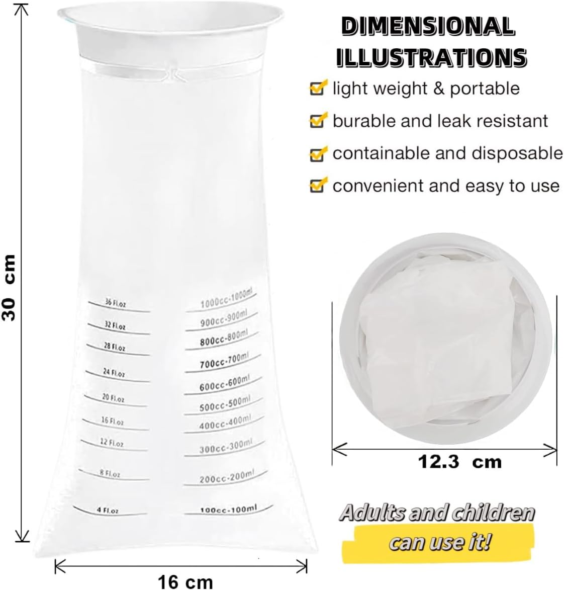 Vomit Bags Disposable,Emesis Bags, 15 Pack &ndash; 1000Ml Barf Bags with Snap,Perfect for Morning Sickness,Kids,Pregnant Woman,Car Motion Sickness，Airsick.Etc image number 5