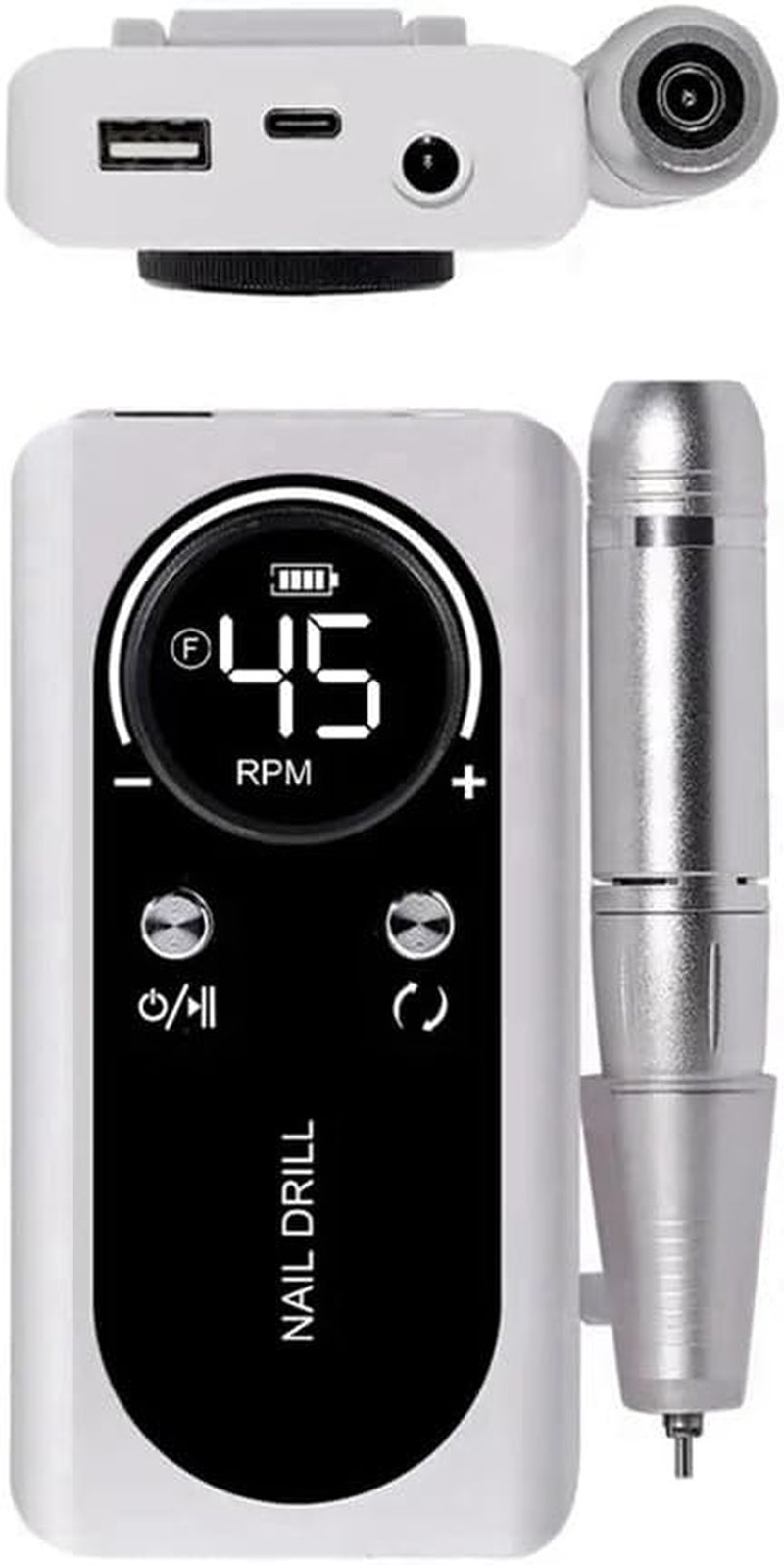 Aswalling 45000RPM Electric Portable Nail Drill Machine Rechargeable Low Noise Nail Sander File for Manicure Salon Tool Easy Install Easy to Use Pink image number 5