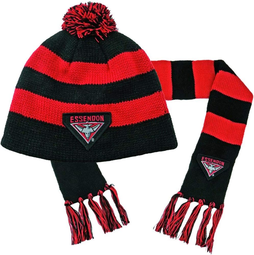 Essendon Bombers AFL Footy Baby Infant Toddler Beanie Scarf Pack