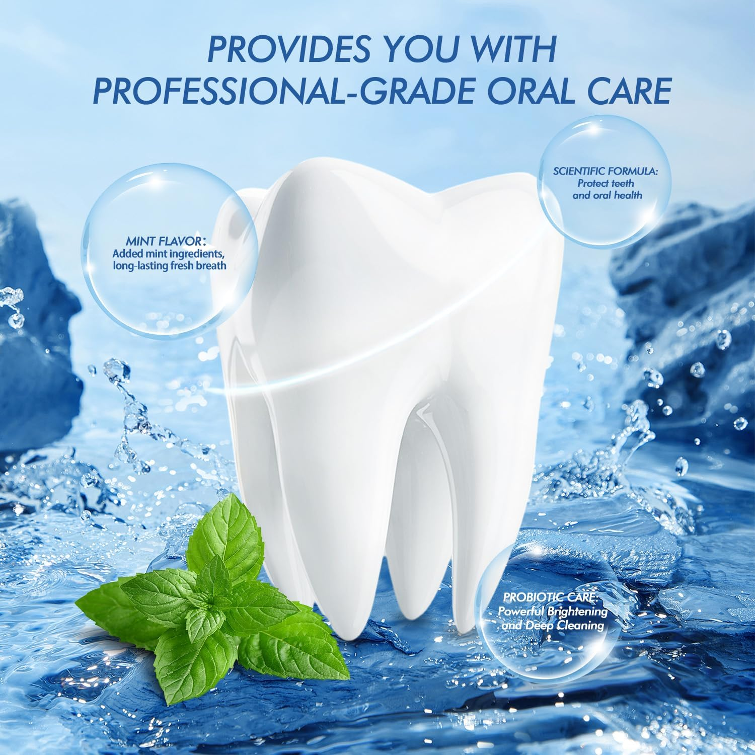 MSDRWIKEY 7Pro Popping Bead Whitening Toothpaste (2Pcs) + SP-6 Cooling Toothpaste (1Pc) &ndash; 3-Pack Powerful Whitening & Long-Lasting Fresh Breath with 7 Probiotics for Healthy Oral Care - Blue*2+Purple image number 4