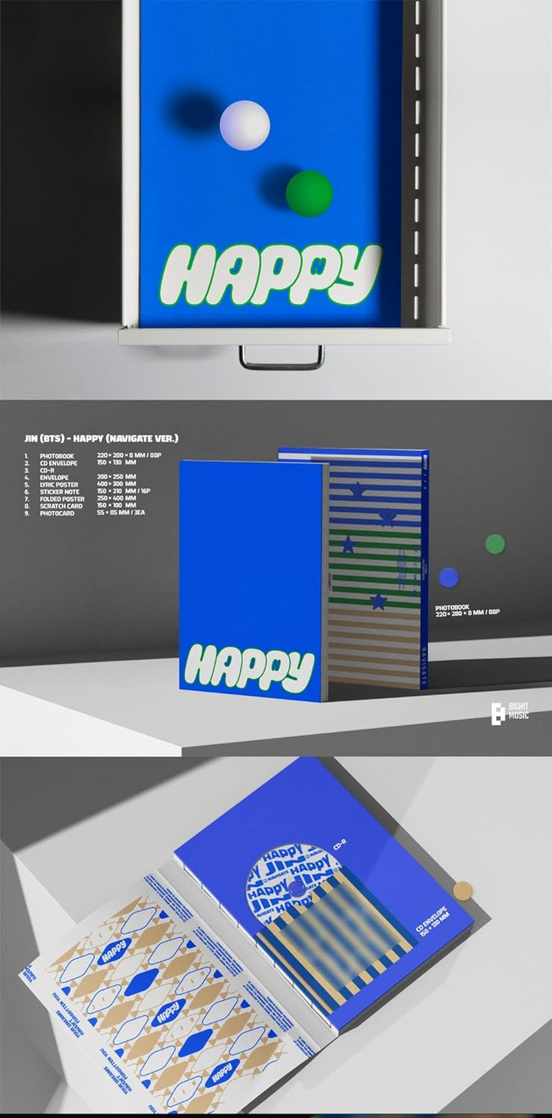 Generic BTS JIN Happy 1St Album Standard Navigate Version with Tracking Sealed image number 6