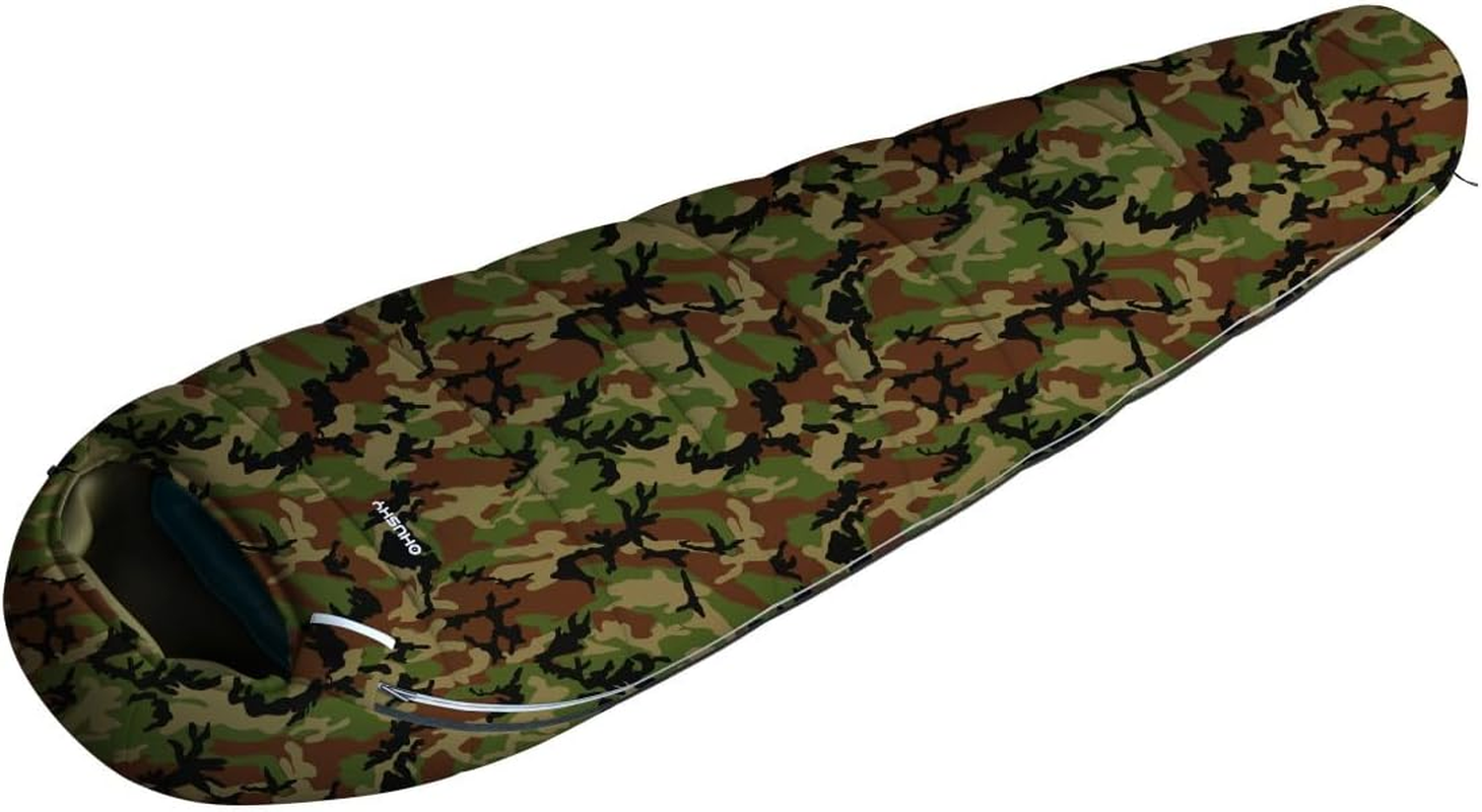 Husky Junior Sleeping Bag 3 Seasons, Warm Mummy Sleeping Bag for Adults, Summer Sleeping Bag for Camping, Trekking and Outdoor (Army, 190 X 80 Cm)