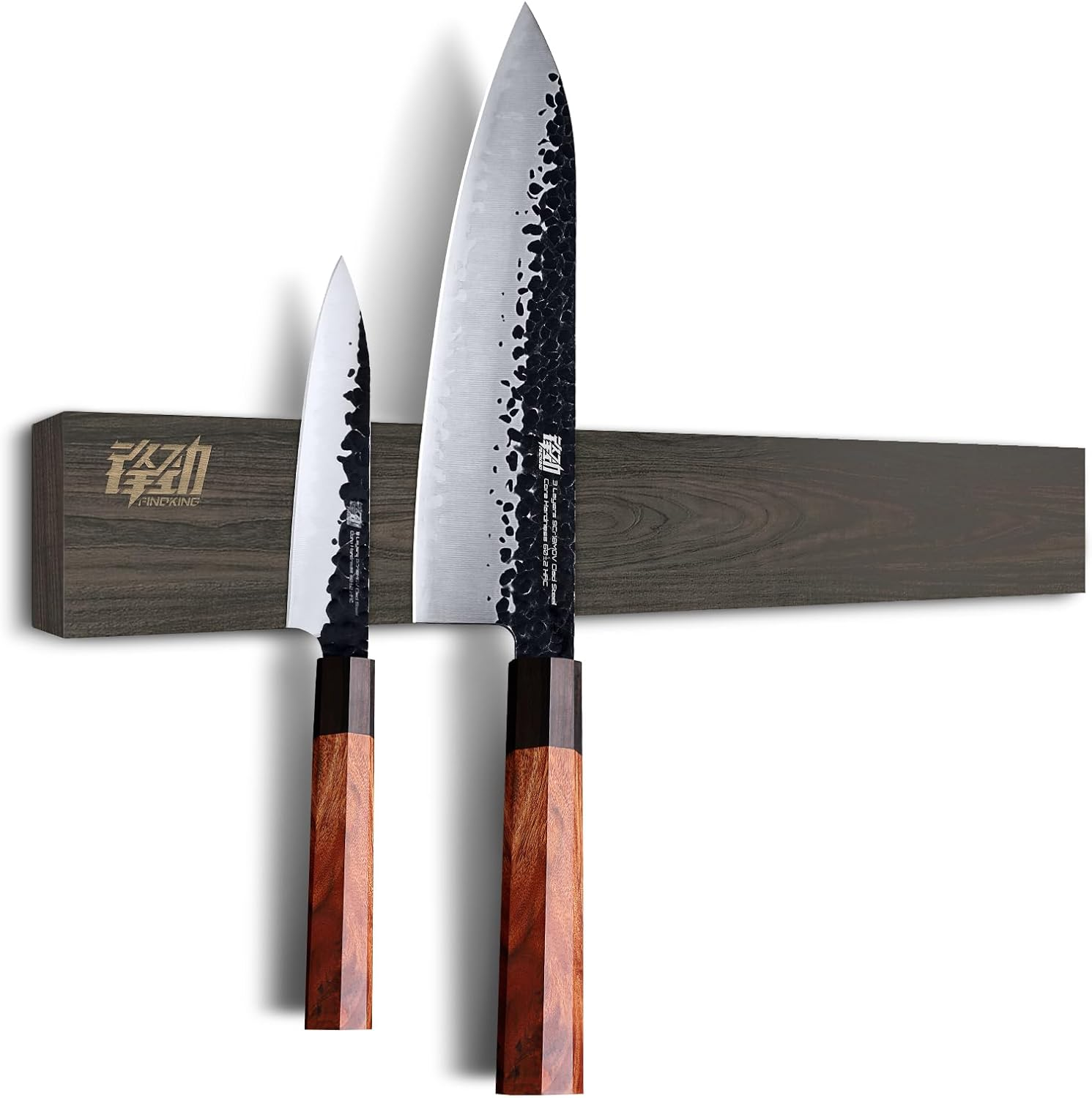 FINDKING Ash Wood Magnetic Knife Strip, Magnet Utensil Holder for Wall, Refrigerator, Wooden Rack for Kitchen Knives, No Drill (Dark Brown, 16 Inches, without Knives) image number 4