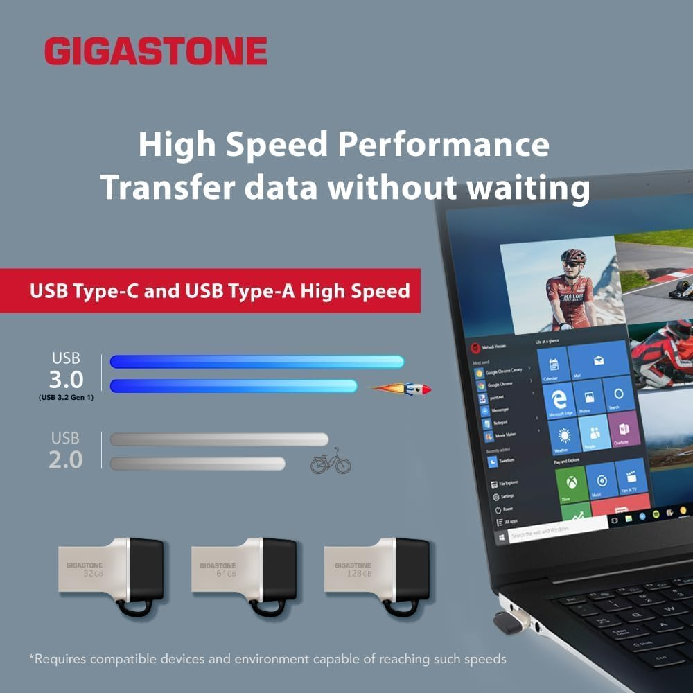 GIGASTONE Z50 256 GB 2 Pack, Dual OTG 2-In-1 USB Flash Drive, USB 3.2 Gen 1, Type C and Type a Connectors, Metal Design, Durable, USB 2.0/3.0/3.1 Compatible image number 3