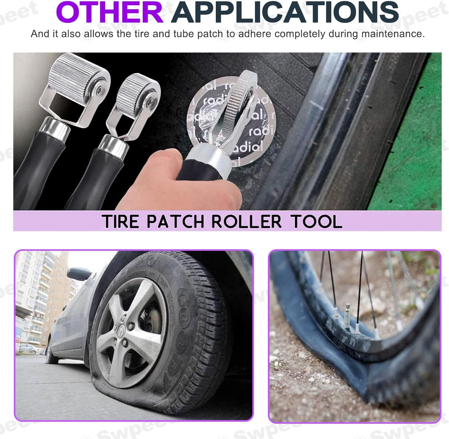 Swpeet 5Pcs 5Sizes Car Sound Deadening Roller Set, Auto Noise Roller Car Sound Deadener, Metal Installation Tool for Auto Car Sound Deadener, Installation Tool Rolling Wheel Interior Accessories image number 2