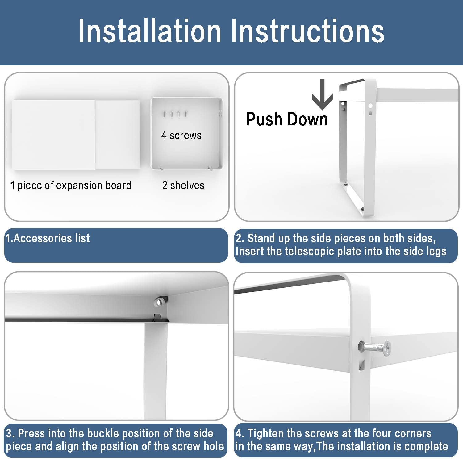 MAGGHEVI Expandable Cabinet Shelf Organizer Storage Rack，Cupboard Stand Spice Rack，Pantry Shelves Space Riser for Kitchen Bathroom，Metal Plate Heavy Duty Nonslip (Black) - Black image number 5