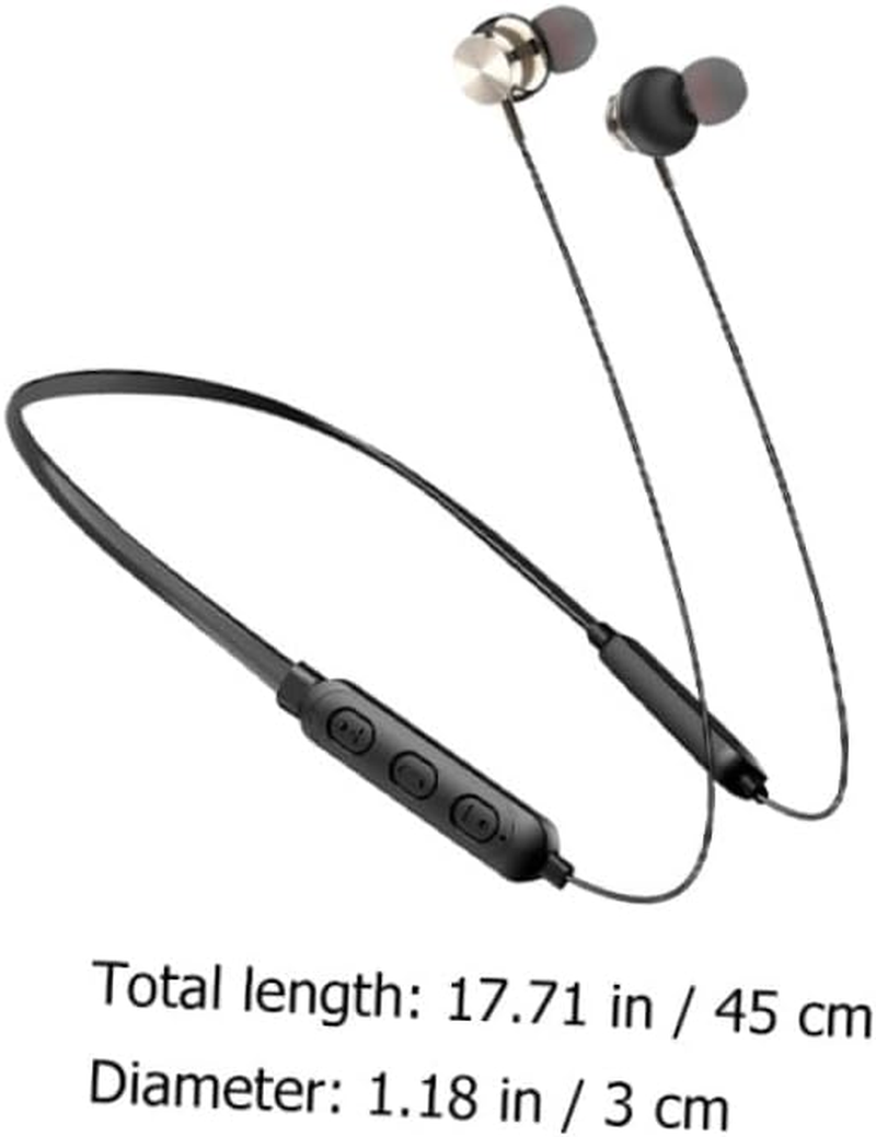 GARIOUANS Waterproof Wireless Headset Neck Hanging Earphone Stereo Sports Earpiece with Magnetic Neckband for Active Users Black image number 3