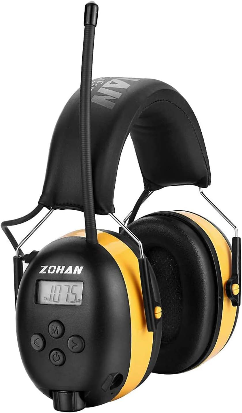 ZOHAN EM042 Digital AM FM Radio Hearing Protectors, Ideal for Lawn Mowing and Landscaping