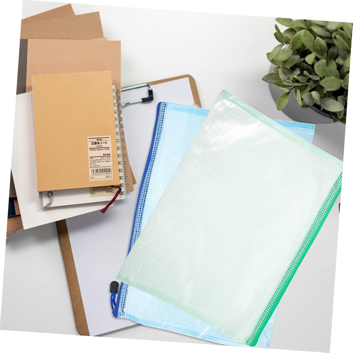 TOGEVAL 12Pcs A4 Zipper File Pouches Waterproof Thickened Document Organizers Stationery Storage Bags for Office School Receipt and Paper Folder image number 4