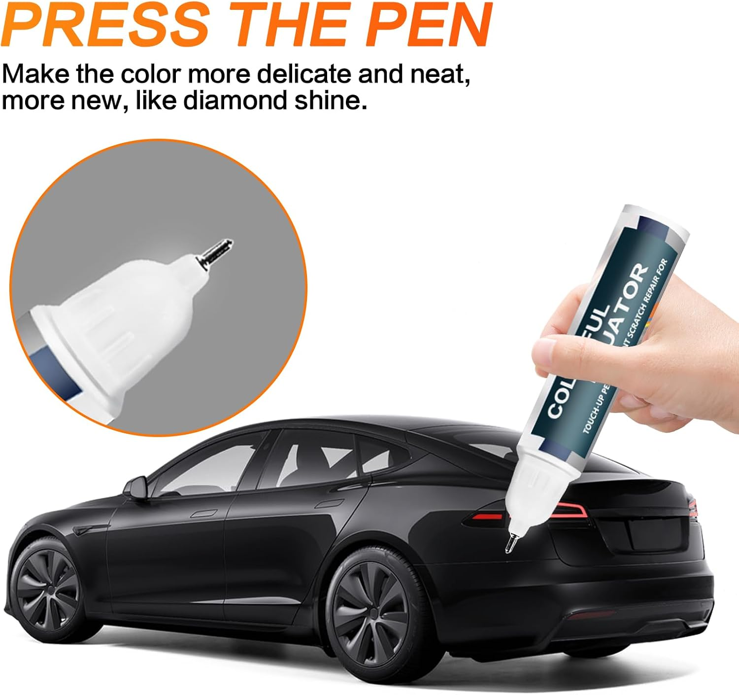 Touch up Paint for Tesla Model Y/3/X/S, Car Paint Pen Scratch Repair Two-In-One Touch up Paint, Premium Car Scratch Remover for Deep Scratches 0.4 Fl Oz (Solid Black) image number 1
