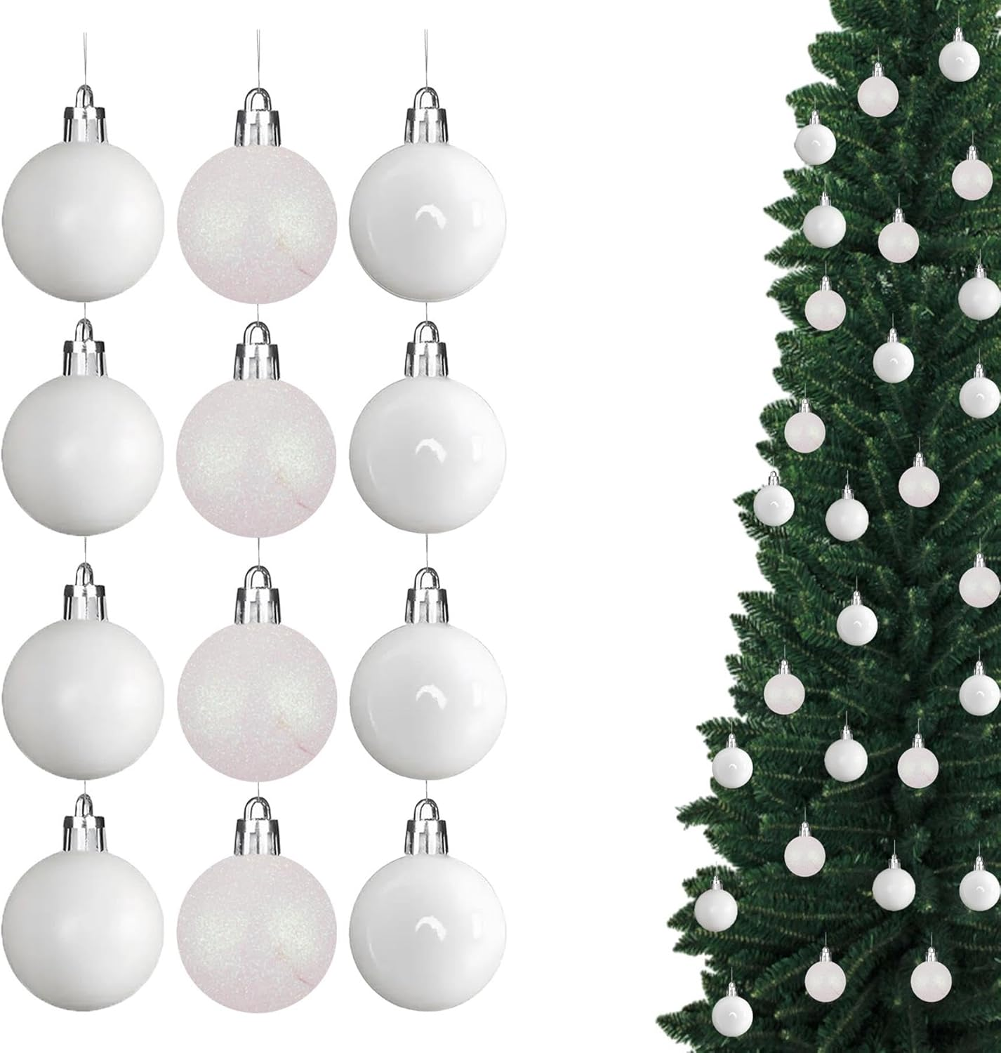 30Mm/12Pcs Christmas Baubles Shatterproof Champagne Gold, Christmas Tree Decorations Ball Ornaments Balls Xmas Hanging Decorations Holiday Decor - Shiny,Matte,Glitter image number 3