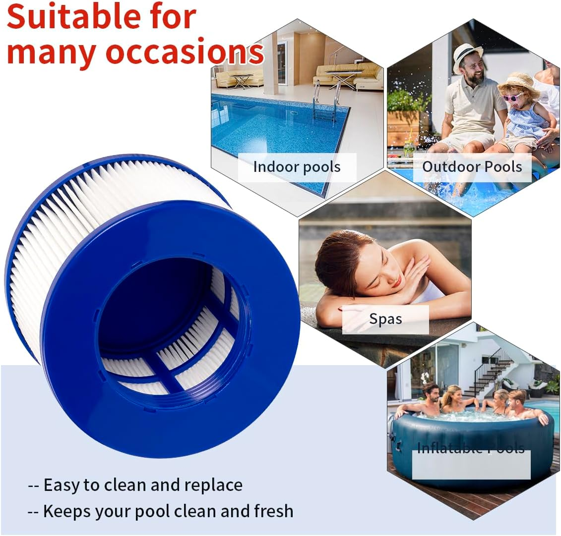 Wuyan 2 Pack Swimming Pool Filter Compatible for GYMAX & Most Hot Tub, Massage, Inflatable, Swimming Pool,75 X 100 Mm Filter image number 2