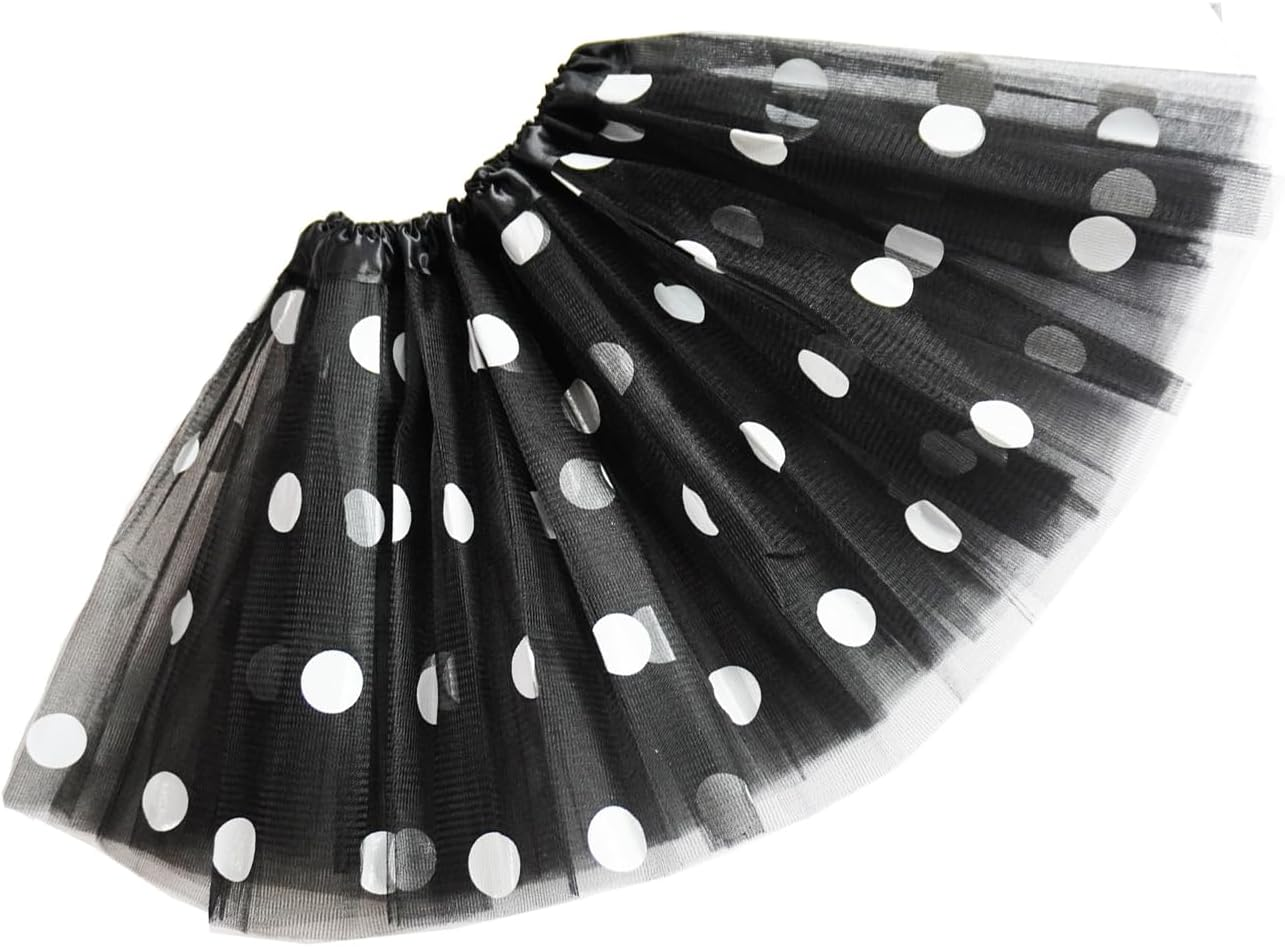 Girls' Polka Dot Tutu Glitter Ballet 3 Layer Tulle Dance Skirt Mouse Little Girls 3-8Y Costume Dress up Tutu