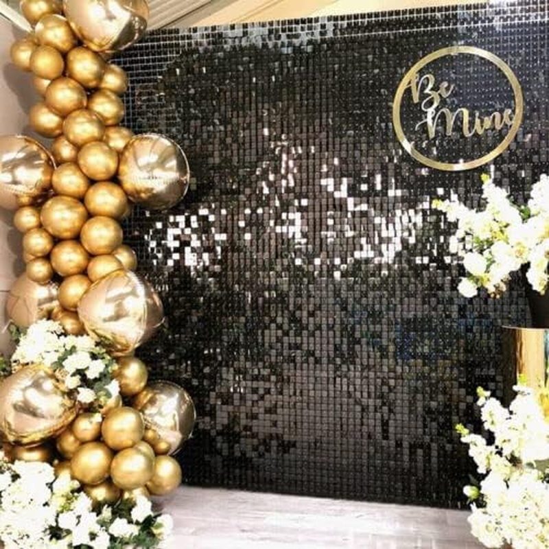 AIMALL Rectangle Tinsel Curtain Shimmer Wall Backdrop 2M Length Party Decoration Sequin，Elegant Rectangle Tinsel Curtain, Perfect for Decorations - Gold image number 5