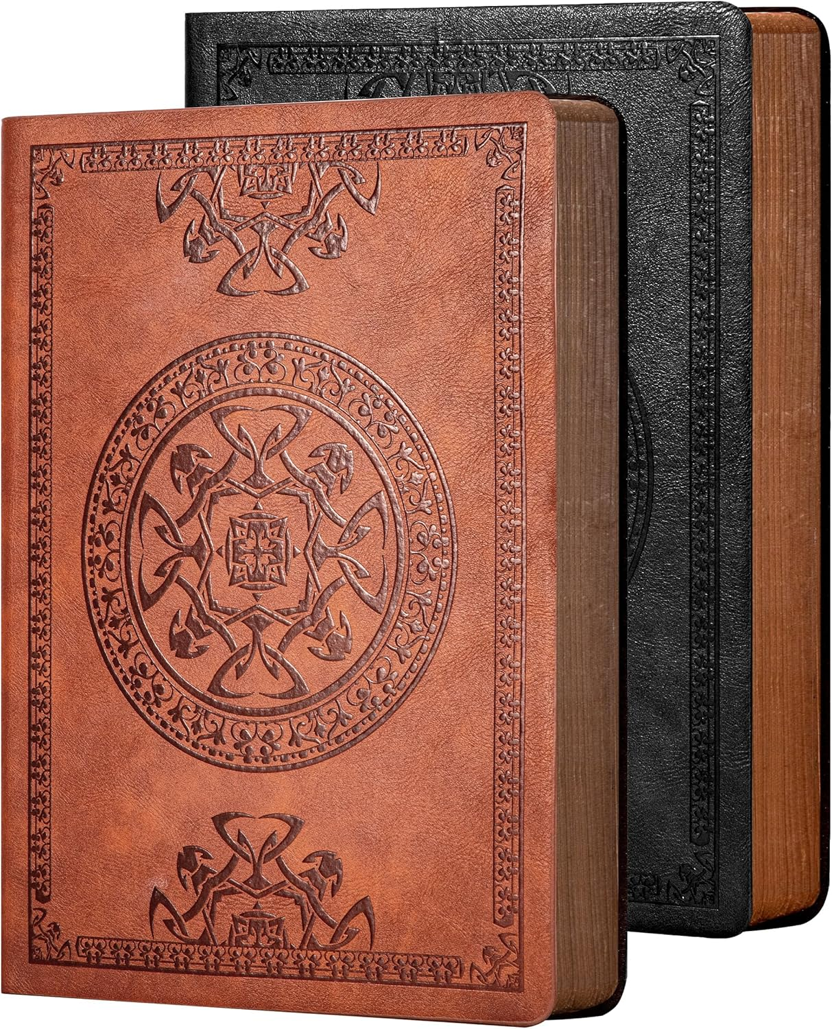 CAGIE Leather Vintage Journal for Men Soft Cover 256 Lined Pages Notebook 180 Lay Flat for Writing Travel Diary, 5.7'' X 8.3'', Black