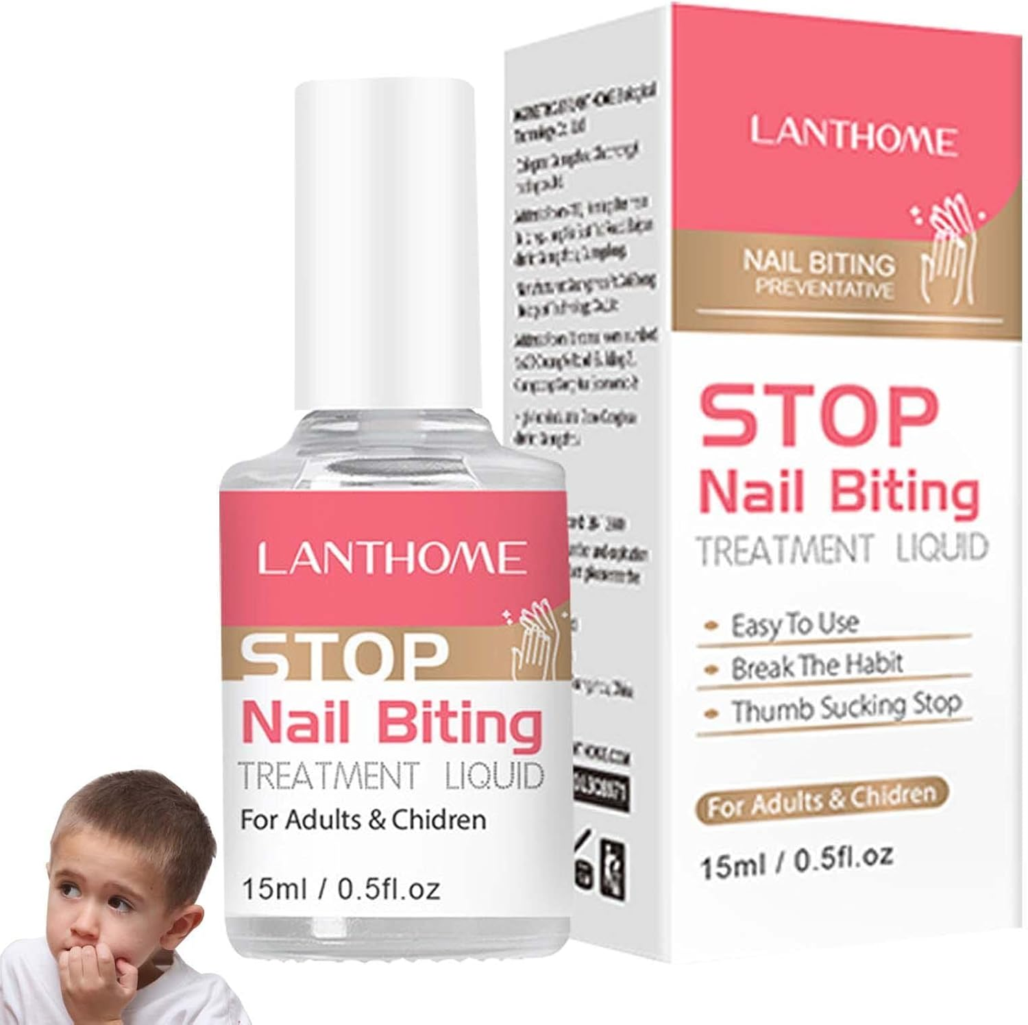 Stop Finger Nail Biting - Stop Deterrents Nail Polish Treats for Kid - No Bite Nail Polish to Help Quit Nail Biting Thumb Sucking for Ages 3+-Year-Old M/B image number 1