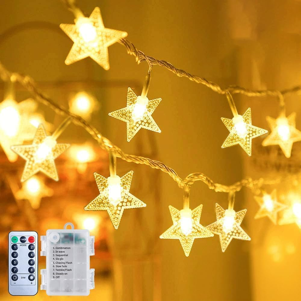 Star Lights 10M 100Led, Star String Lights USB Powered 8 Modes&Timer Star Fairy Lights Waterproof Led Star Lights Twinkle Christmas Lights Bedroom Porch Christmas Light Indoor Outdoor Warm White image number 5