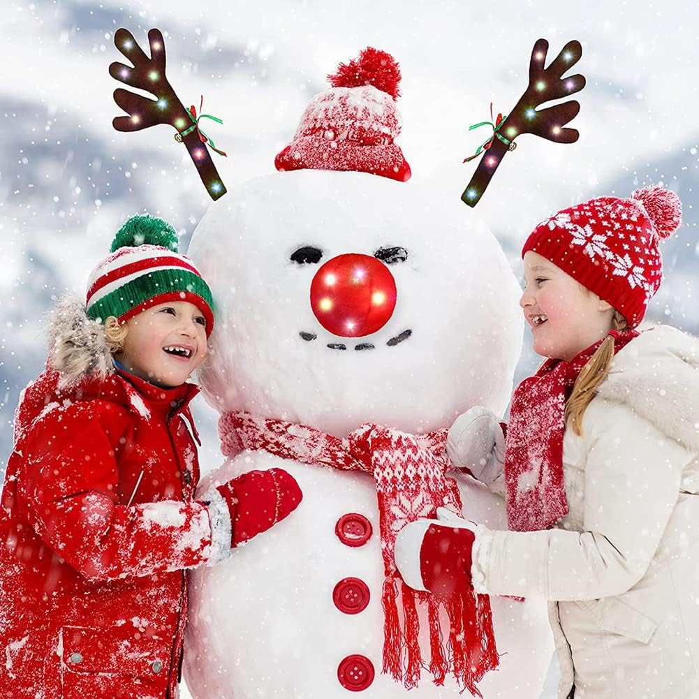 Car Reindeer Antlers,Antlers Car Kit with LED Lights,Reindeer Car Kit Antlers,Nose,Tail, for Car