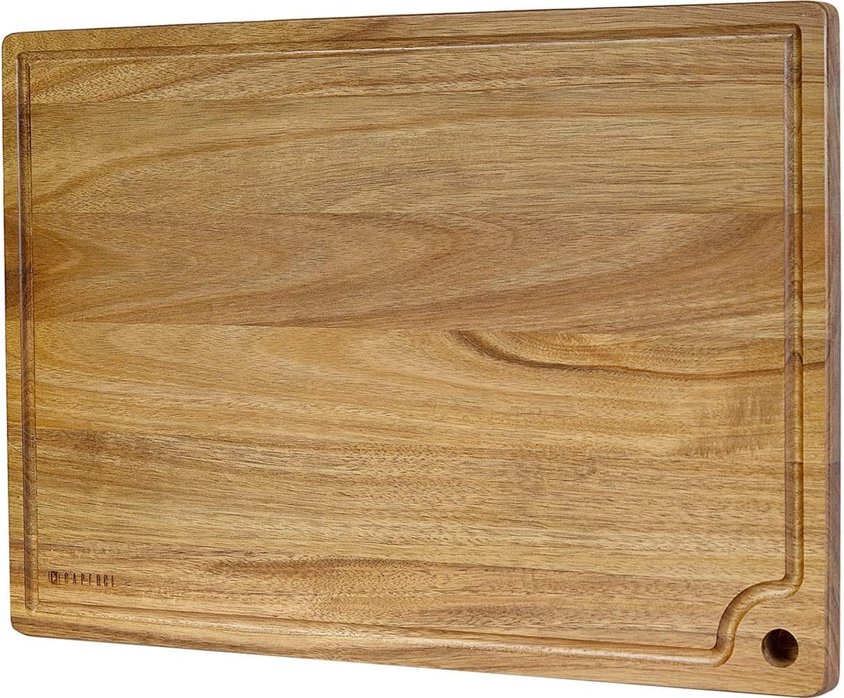 Extra Large Reversible Wood Cutting Board with Juice Groove - Caperci Better Kitchen Acacia Wood Edge Grain Chopping Board for Meat Cheese and Vegetables (XL 20 X 14 '') image number 1