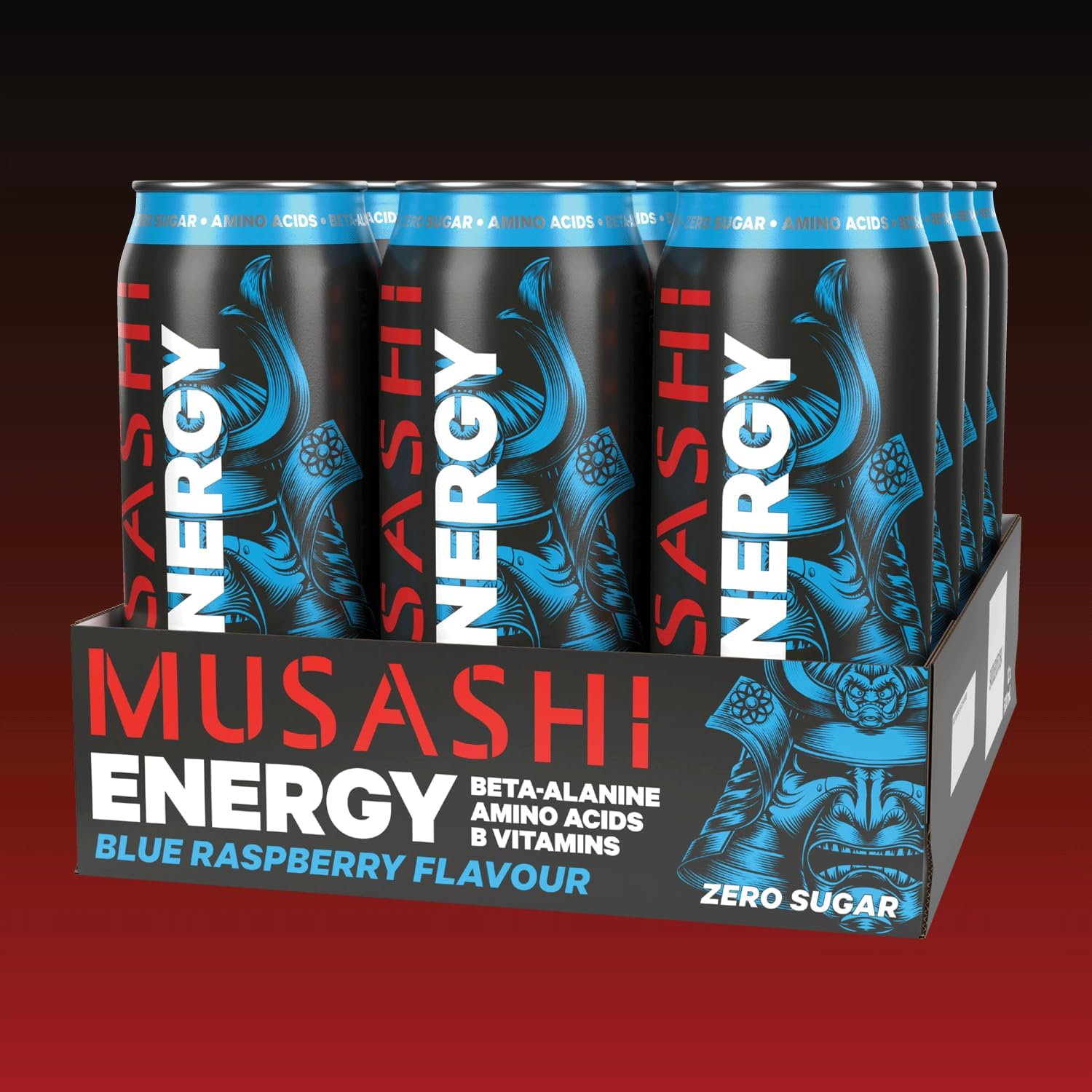 Musashi Energy Drink, Blue Raspberry Flavour, 12 X 500Ml &ndash; Performance Energy with Caffeine, Bcaas & Zero Sugar image number 2