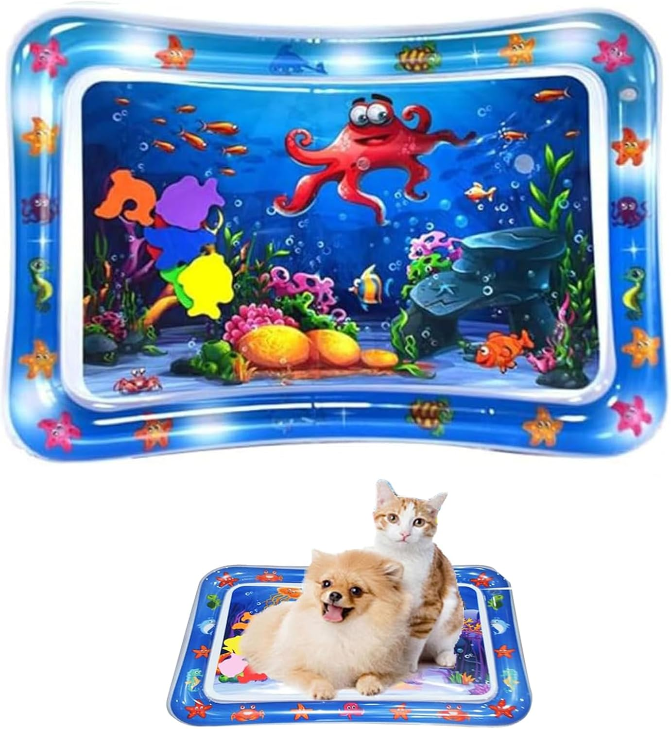 CHENRI Sensor Water Playmat, Sensory Water Play Mat for Cats, Water Mat Sensory Toy, Summer Water Play Mat, Interactive Cat Toy, Water Mat for Cats, Dogs (E)