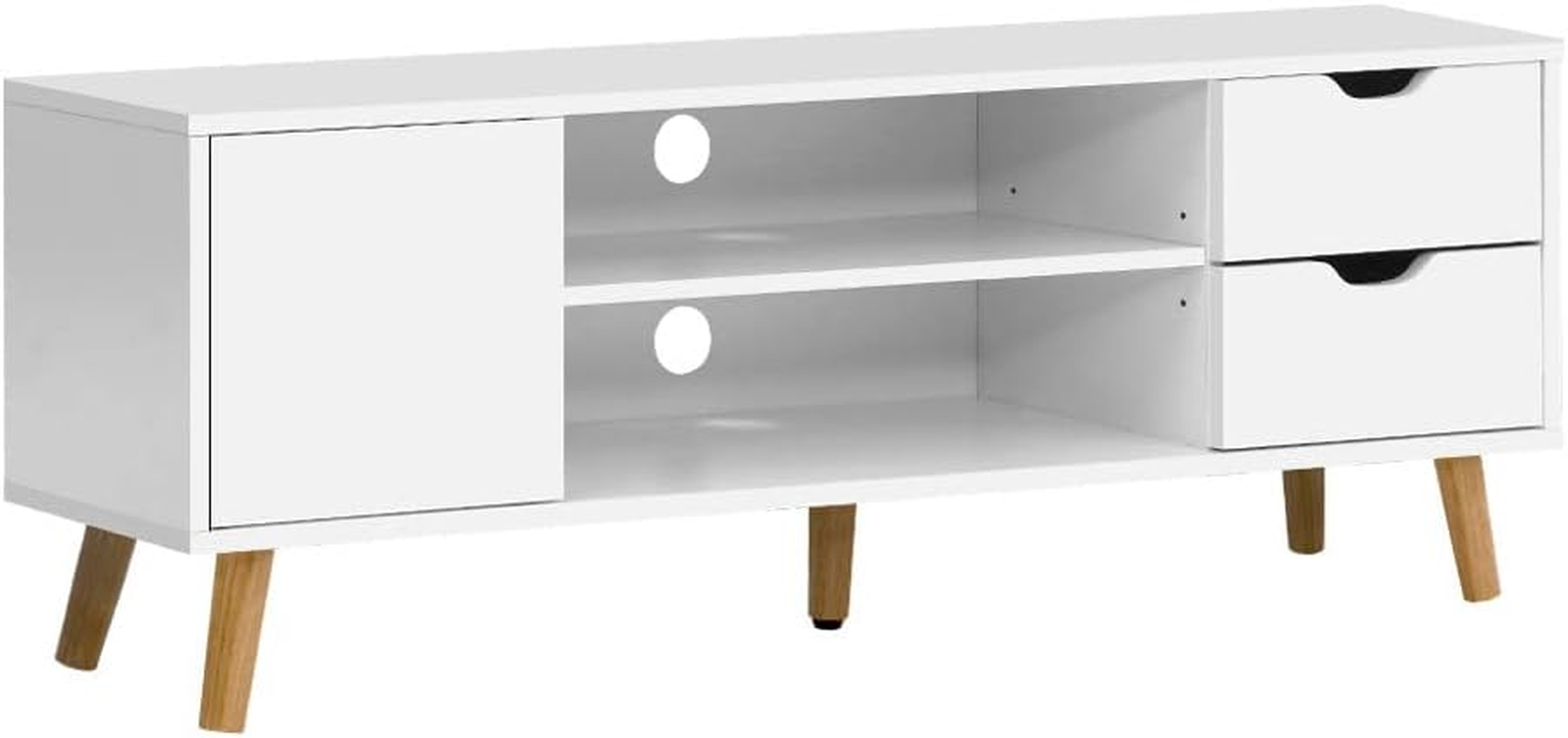 Artiss TV Unit Cabinet Entertainment Units, Wood Stand Table Cabinets Storage Shelf Organiser Cupboard Home Living Room Bedroom Furniture, with 2 Drawer and Cable Management Holes White image number 2