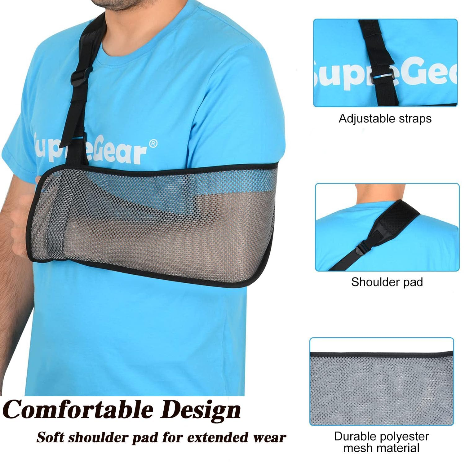 1Pc Breathable Mesh Arm Sling,Mesh Arm Support Arm Sling Shoulder Sling,Arm Sling Shoulder Immobilizer Mesh Shoulder Sling,Shower Bath Sling Shoulder Brace Support Arm Sling Shoulder Immobilizer,White image number 6