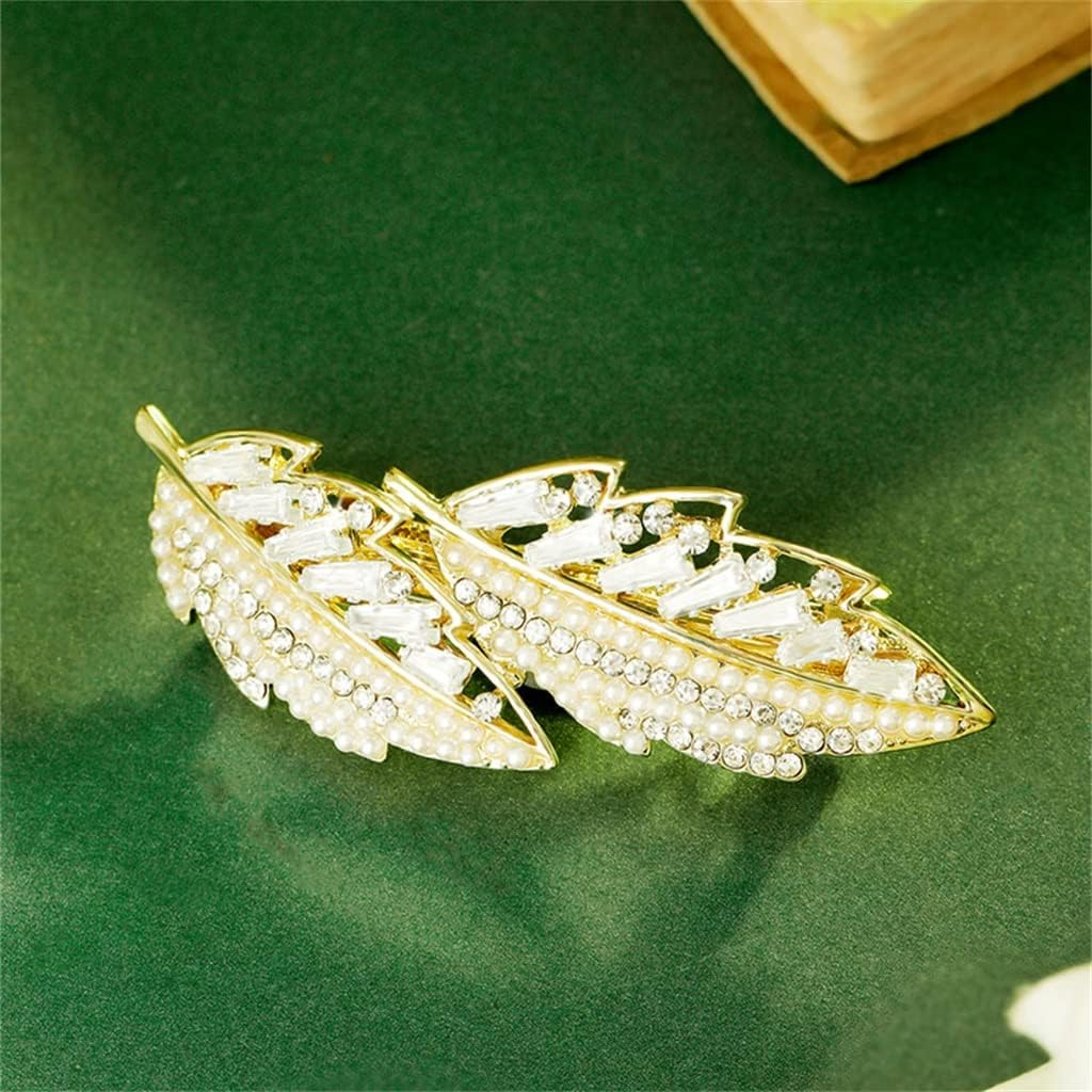 Alligator Clip,Headdress,Hair Clamp,Hairpins,Leaf Hairpin Female Spring Back Head Hair Accessories Spring Clip Headdress Fall into the Heart Hair Accessories (Color : A, Size : 7.3 * 2.5Cm) image number 3