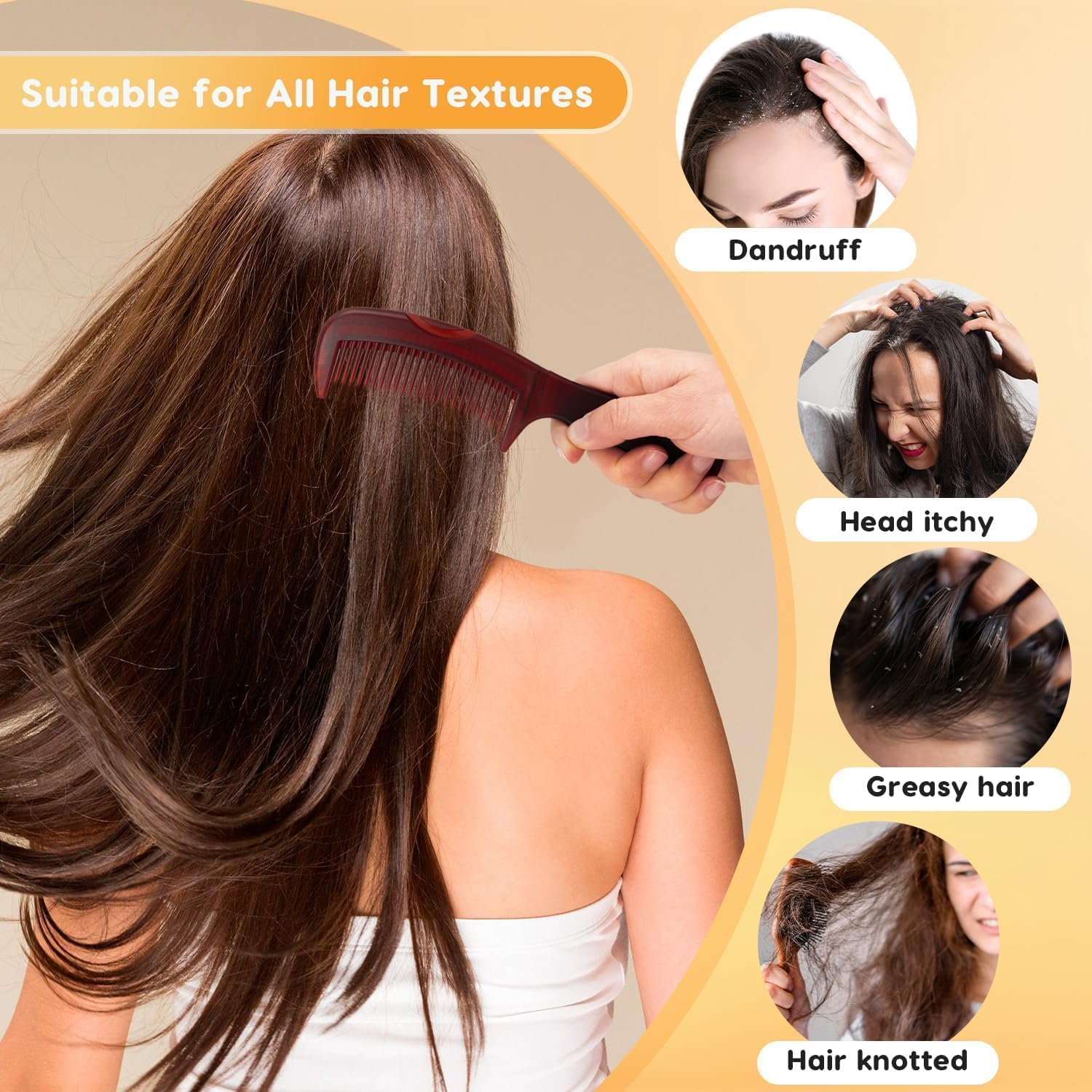 Hollow Tooth Scalp Massage Comb Set, 2 Pieces Hollow Tooth Scalp Sweep Combs Dandruff Remover, Dandruff Comb Energy Massage Comb for Women or Girls image number 1