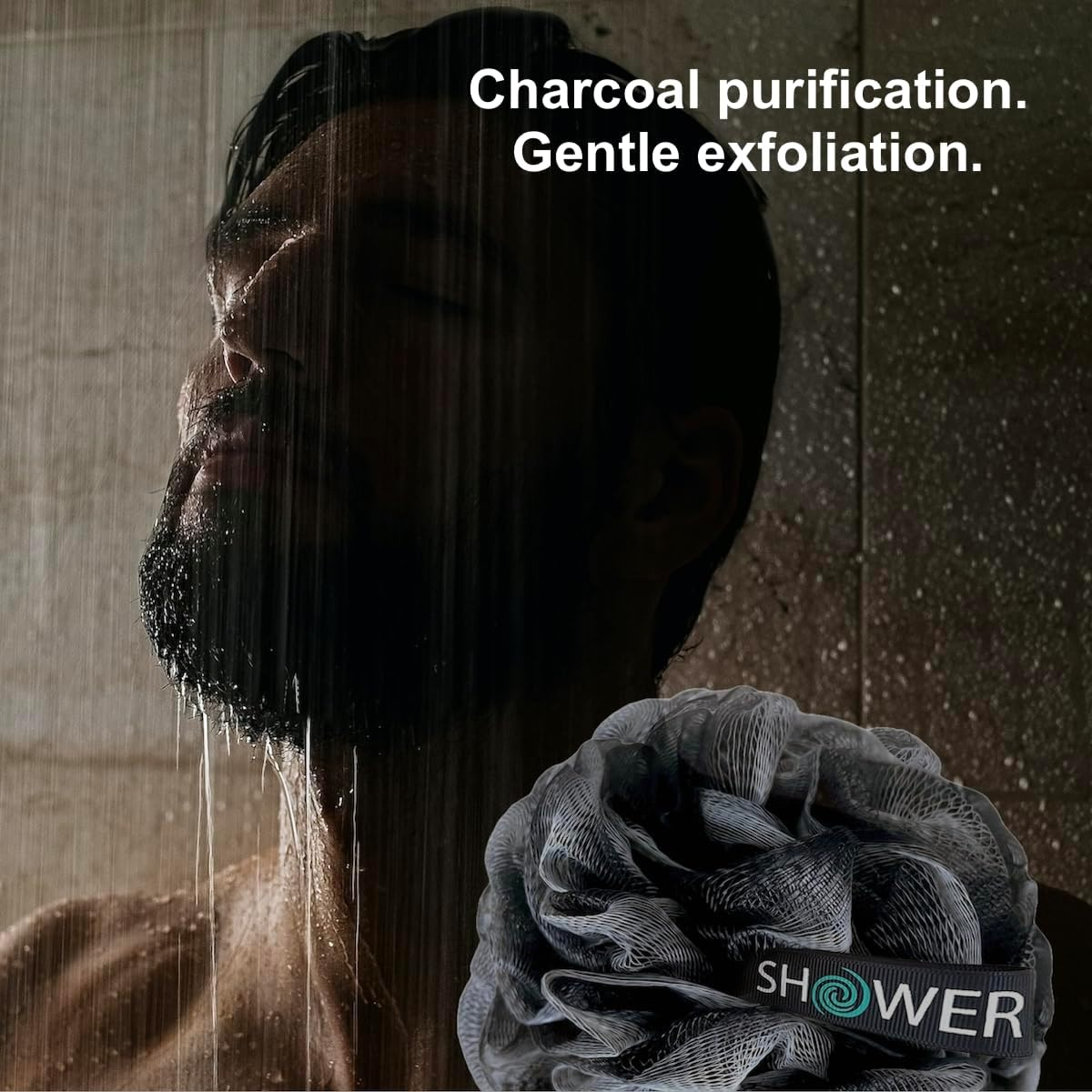 SHOWER BOUQUET Loofah-Charcoal Back-Scrubber 2-Pack // Long-Handle Bath-Sponge Brush/Extra Large Soft Mesh Loofa-Lufa-Loufa for Men & Women - Exfoliate with Full Pure Cleanse in Bathing Accessories image number 2