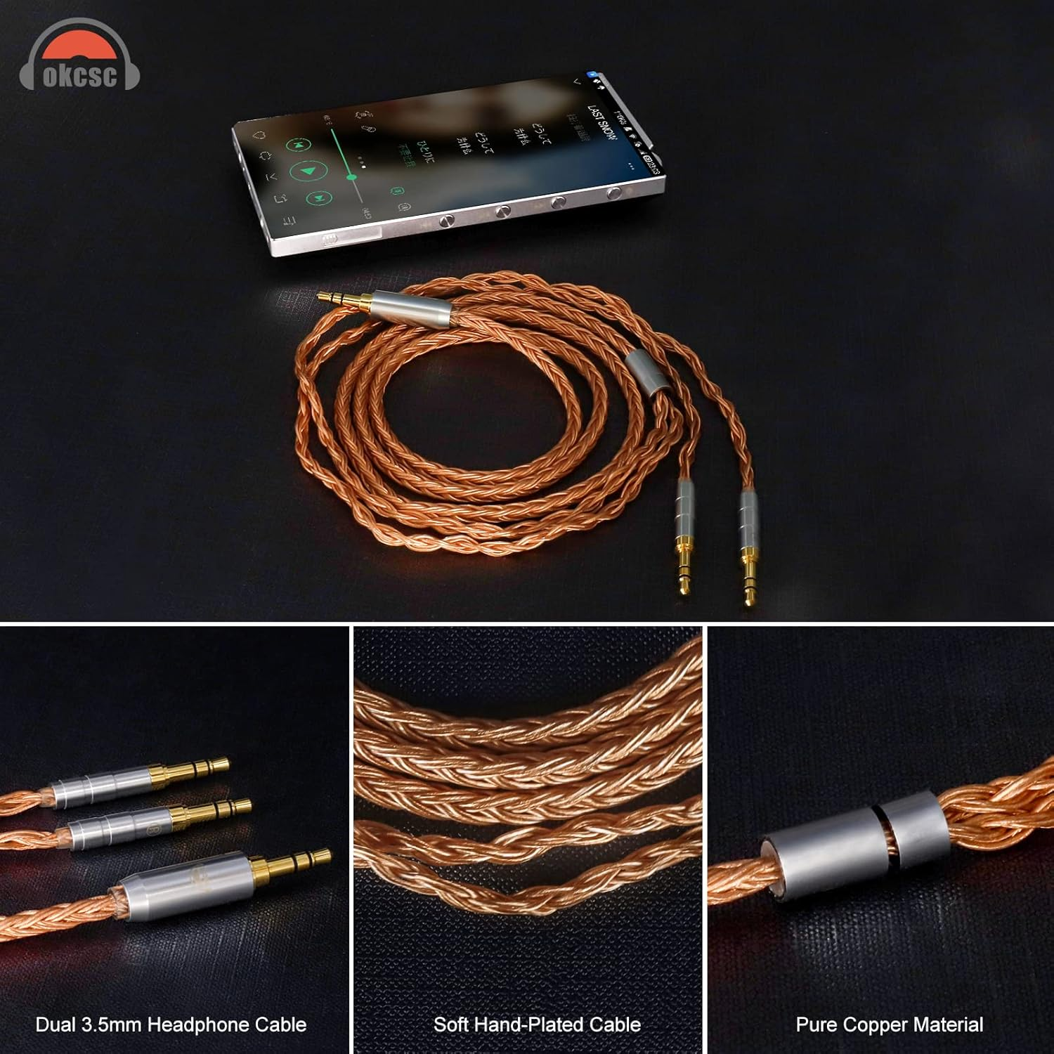 Okcsc ZT16 Upgrade Replacement Headphone Cable with Dual 3.5Mm to 2.5Mm Balanced Plug,16 Core Copper Plated IEM Professional Audiophile Cable for Hifiman Sundara, Ananda,Arya, He4Xx,He-400I 1.2M/3.9Ft image number 4