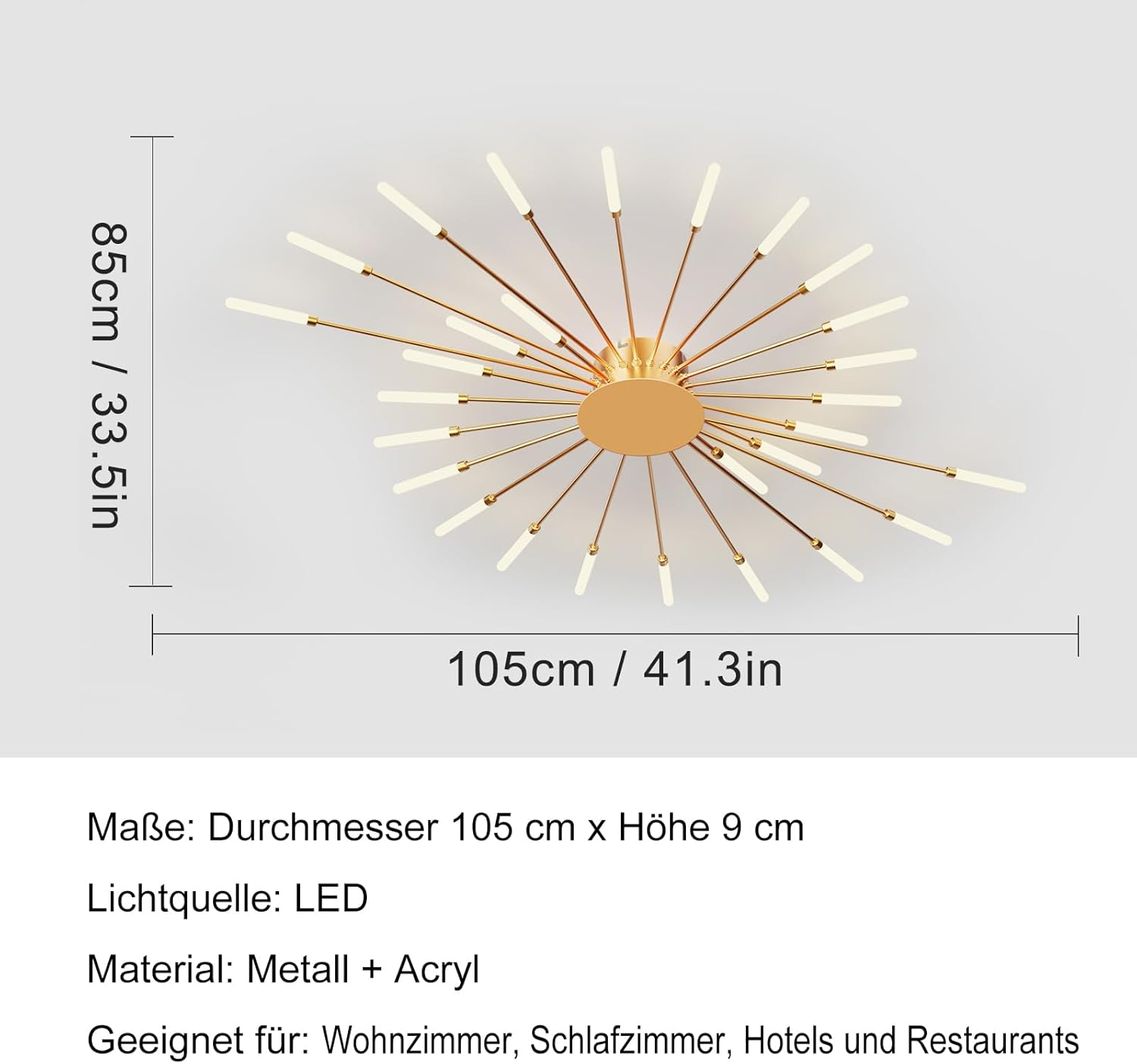 YZBEIMDAI LED Ceiling Light, Modern Living Room Lamp, Fireworks Design, Matel Acrylic Bedroom Lamp, Ceiling Lighting for Living Room, Kitchen, Dining Room, 4000 K Neutral Light