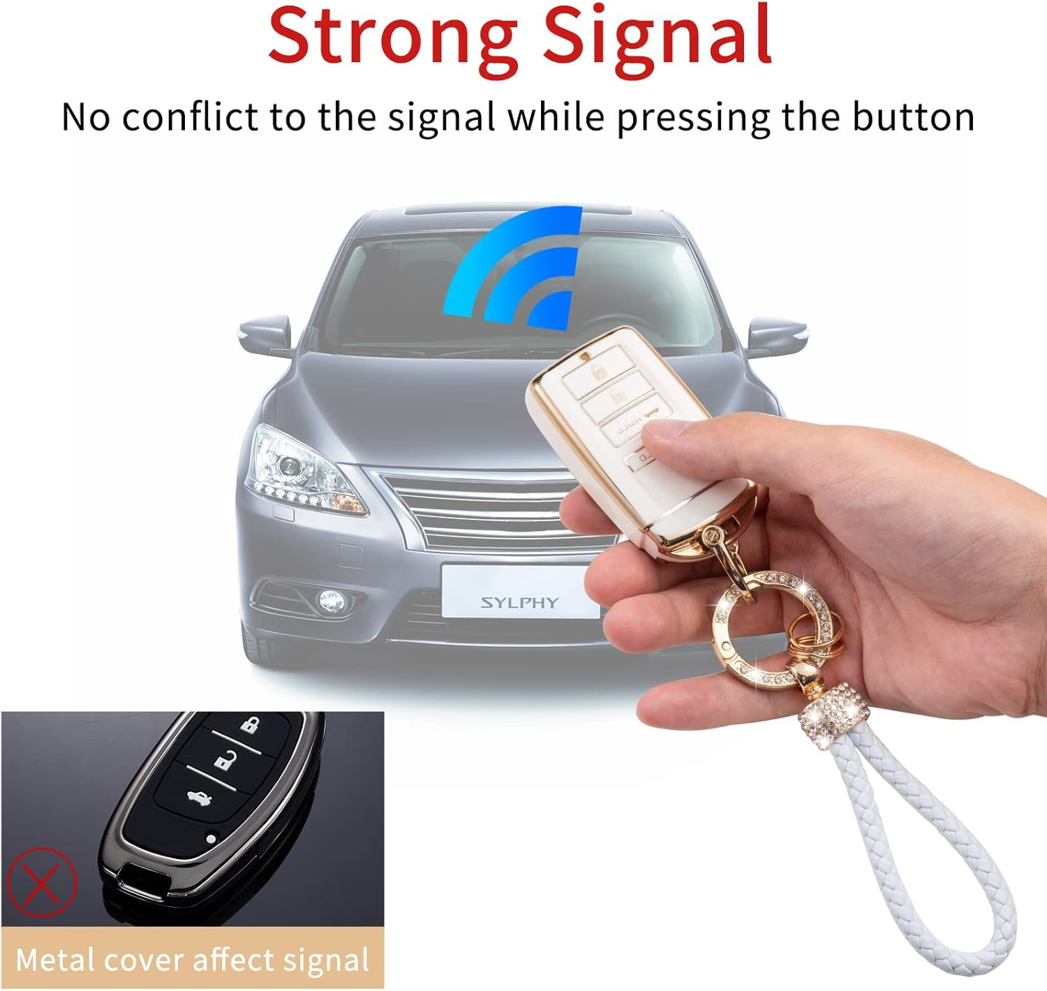 Gematay for Acura Key Fob Cover with Keychain Lanyard, Soft TPU Key Case Protection Compatible with Acura CDX RDX RLX NSX TLX TLX-L Smart Remote Key Holder image number 5