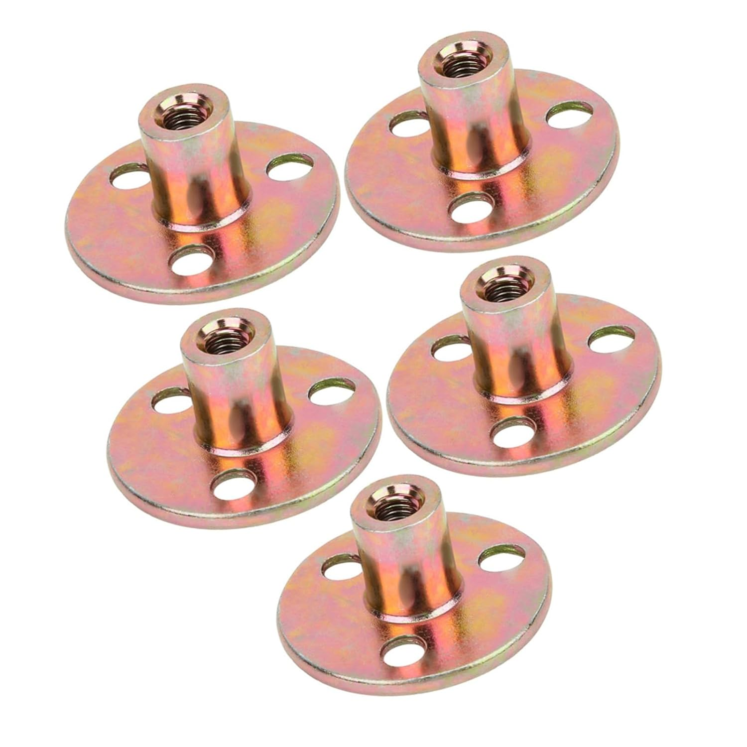 5Pcs Flange Coupling 3 Hole Lock Nuts T Nut Flange Galvanized Iron Furniture Fixing Tee round Base Nut for Furniture Fixing and Connection (M8) image number 5