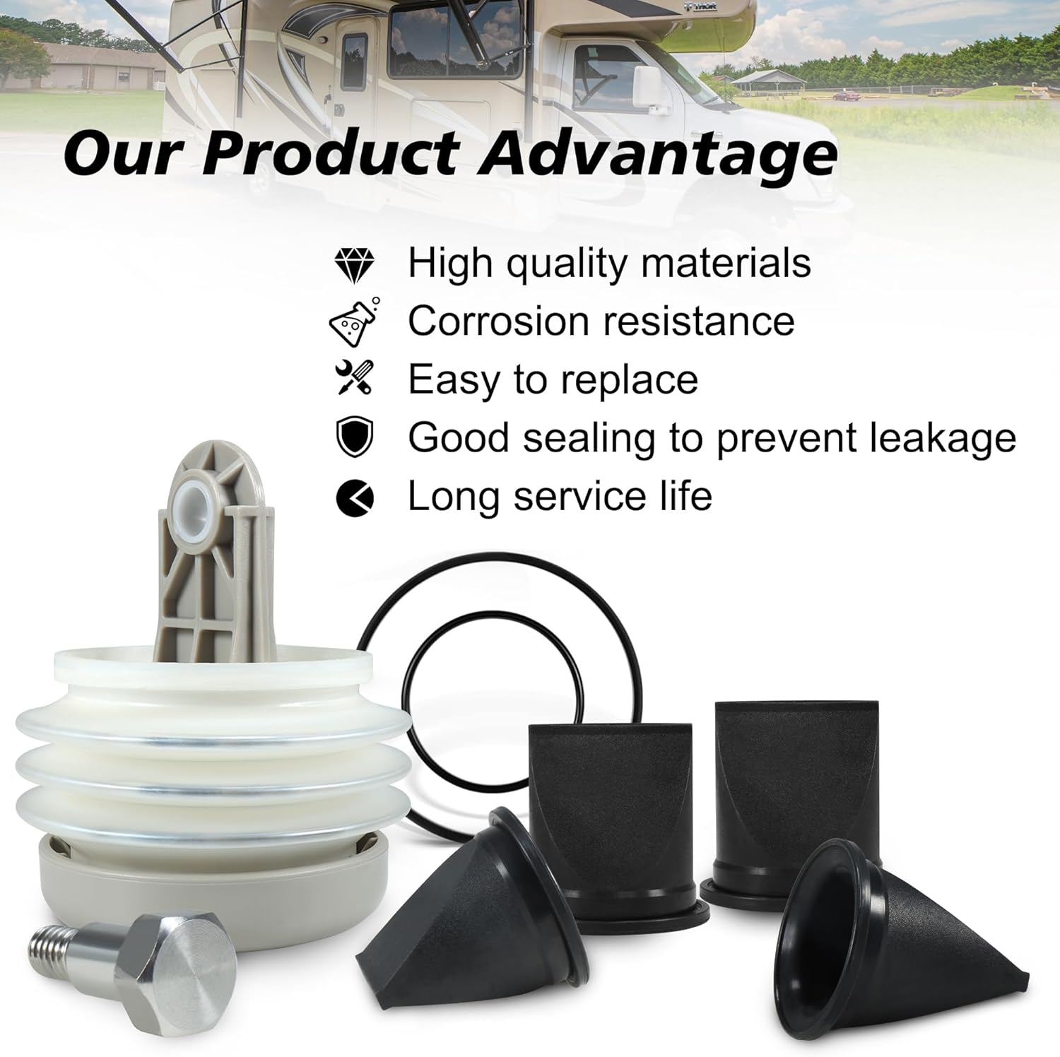 385230980 Pump Bellow Kit with Duckbill Valve and O-Ring Kit Replace for S, T, J Series Vacuum Pump Fits for Dometic Sealand RV and Boat Toilet Vacuflush Parts