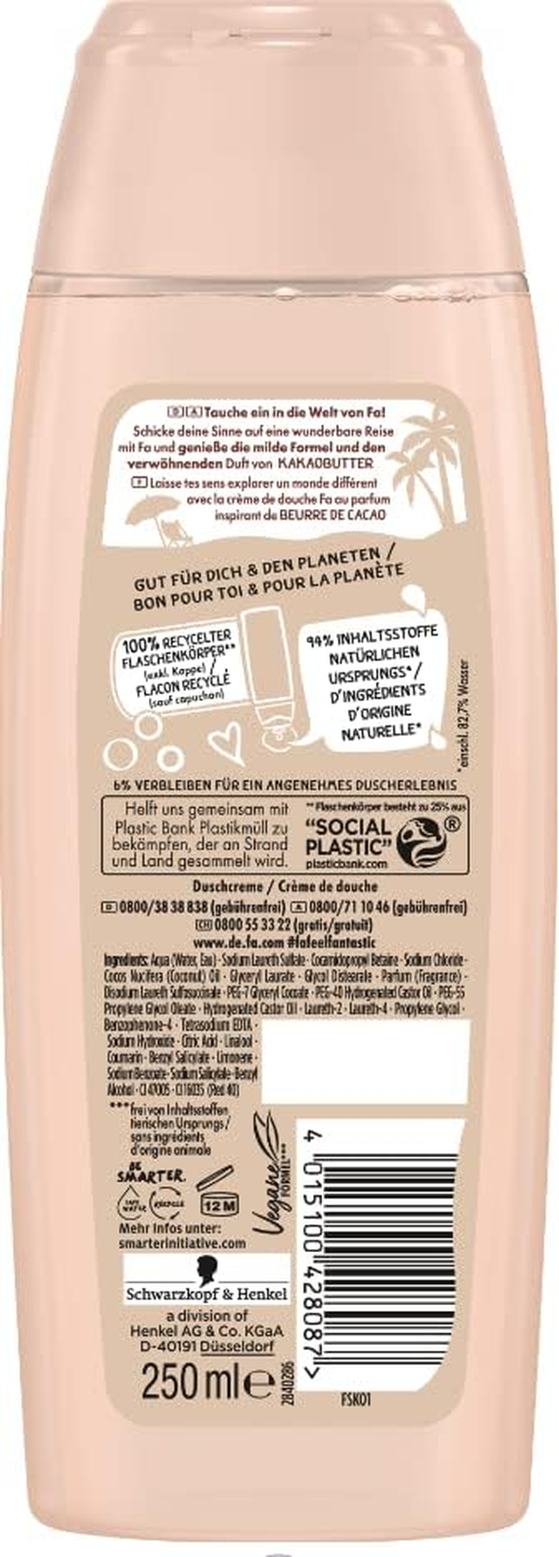 Fa Cream & Oil Shower Gel Coconut Oil/Cocoa Butter Fragrance 250 Ml image number 4