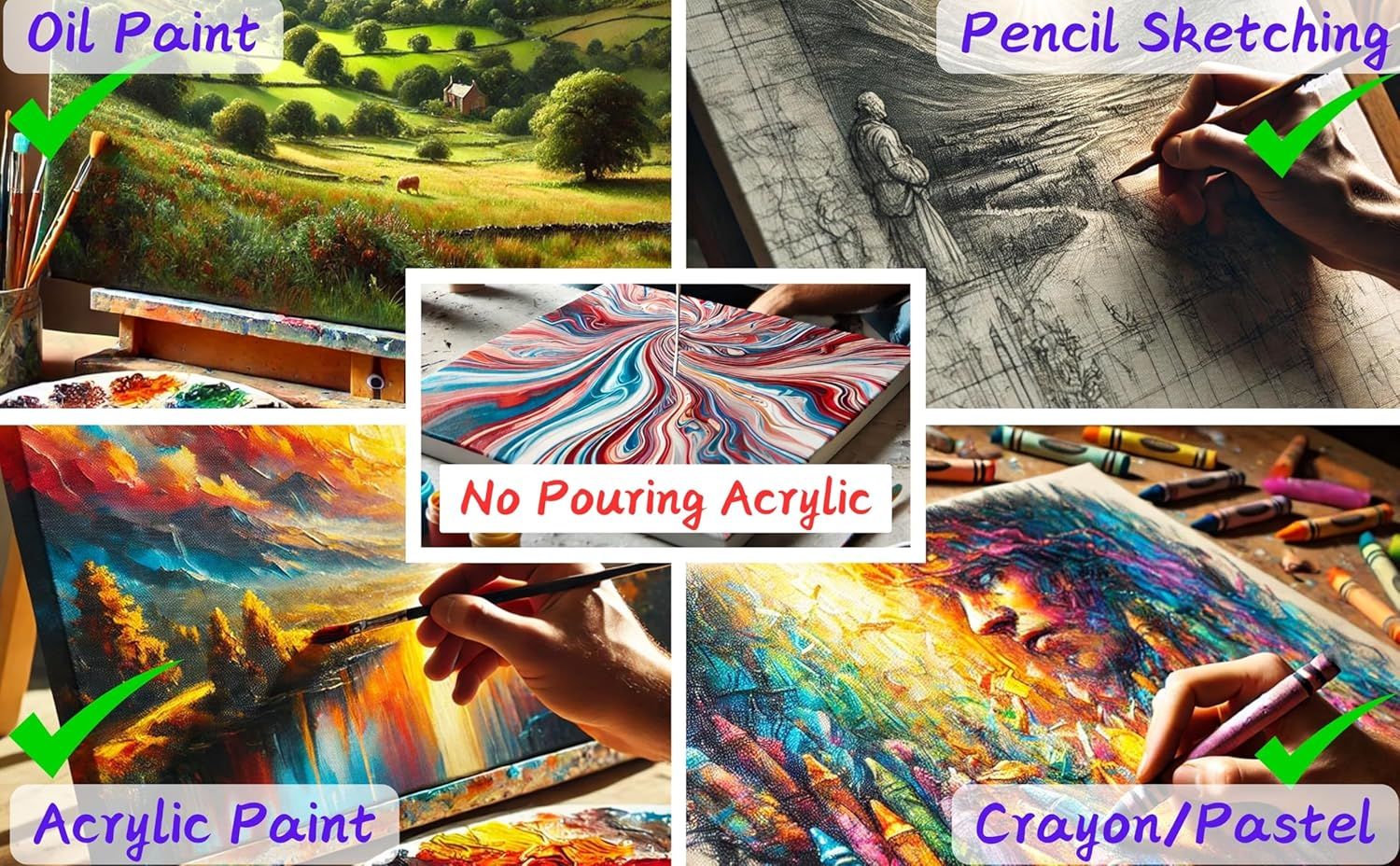 ARTME 20Pcs Canvas Panels (15X20-4Pk, 24X30-4Pk, 30X40-4Pk, 20X20-4Pk, 30X30-4Pk) 3Mm Blank Artist Canvas Board / 280GSM/ 100% Cotton/Triple Primed/Acid Free/Medium Grain- Acrylic & Oil Painting image number 3