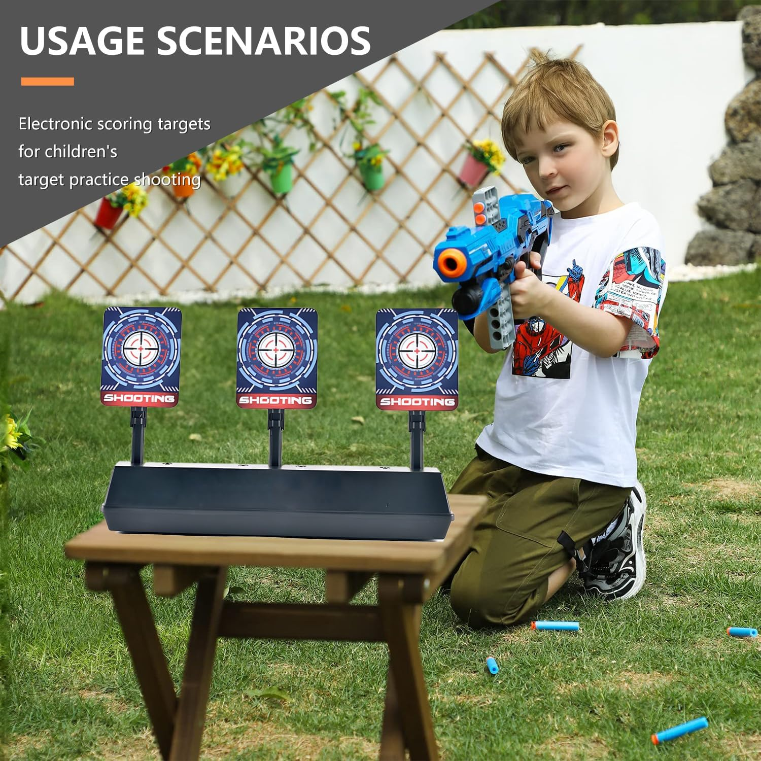 WALWAL Auto Reset Electronic Scoring Shooting Target with a Net Compatible for Nerf Gun Toys(3 Targets) image number 3