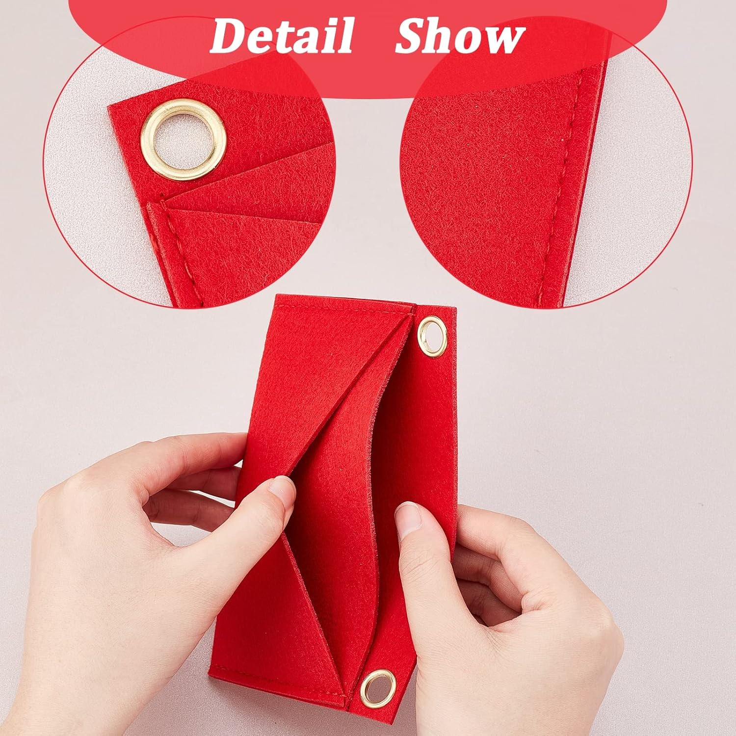 WADORN 3 Styles Felt Purse Organizer Insert, Felt Bag Handbag Organizer Bag in Bag Multi-Pocket Insert Liner Women Pochette Envelope Bag Insert Conversion Kit Storage Accessories, 2.4-6.3 Inch, Red image number 2